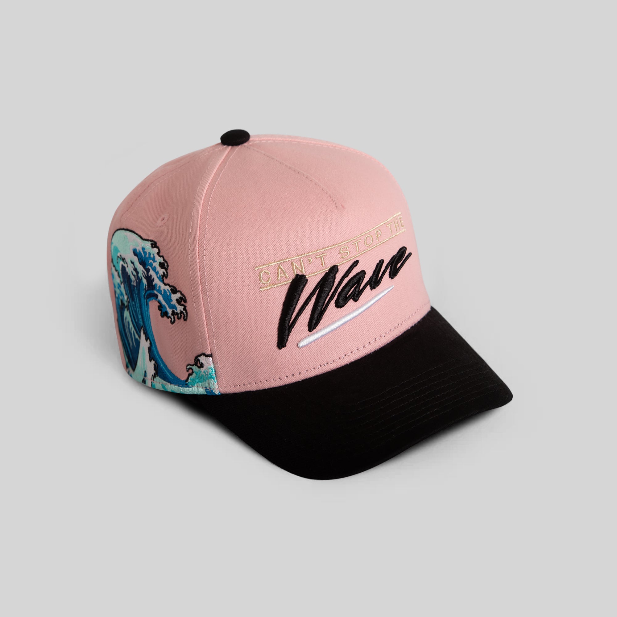 CANT STOP THE WAVE PINK BLACK TWILL TRUCKER