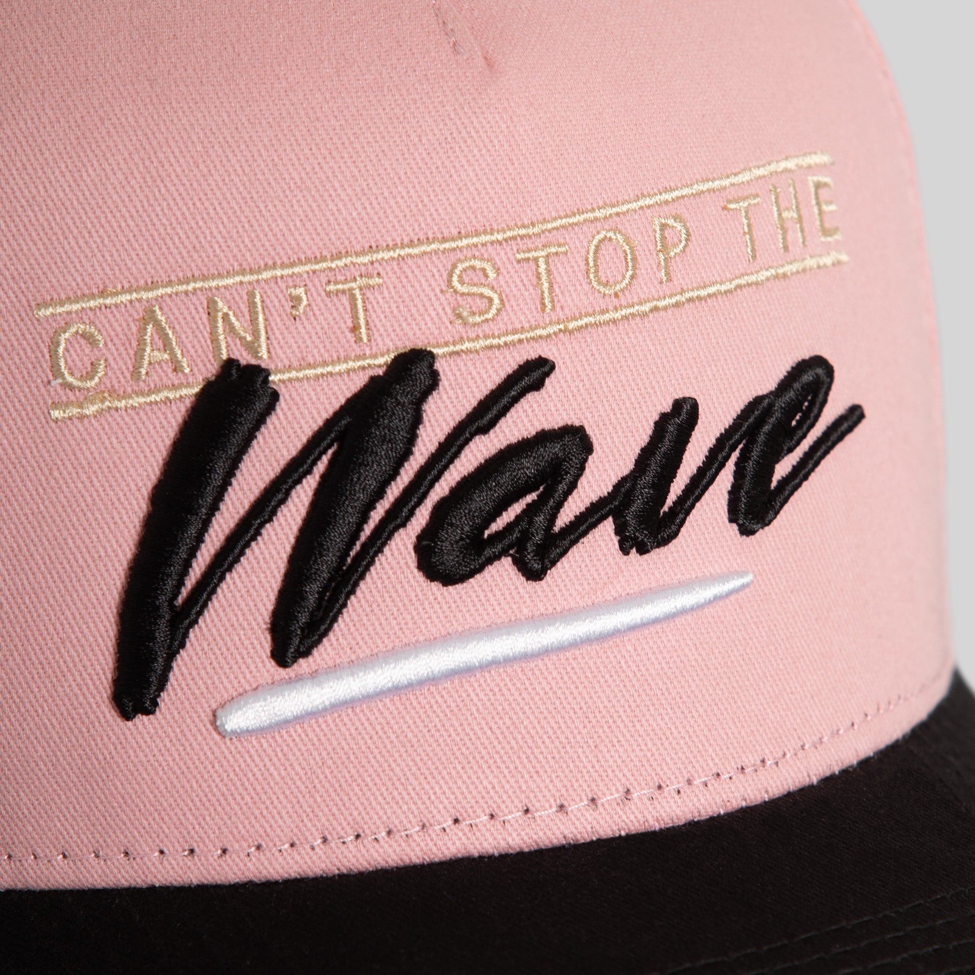 CANT STOP THE WAVE PINK BLACK TWILL TRUCKER