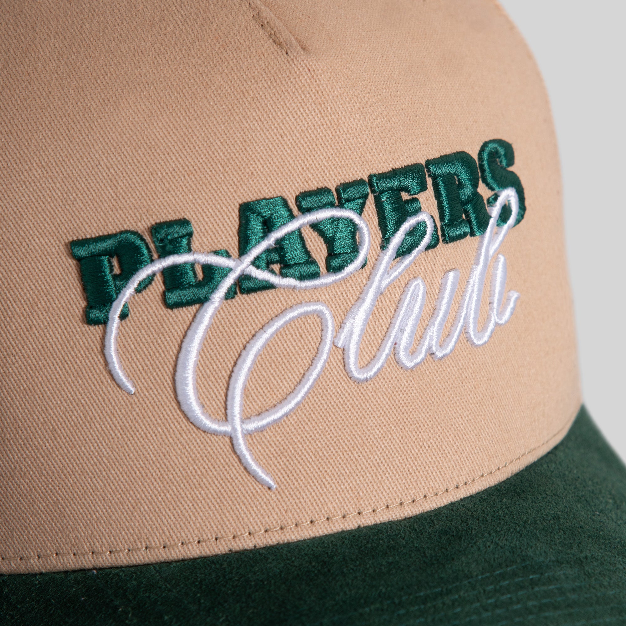 PLAYERS CLUB TAUPE FG GREEN TWILL SUEDE TRUCKER