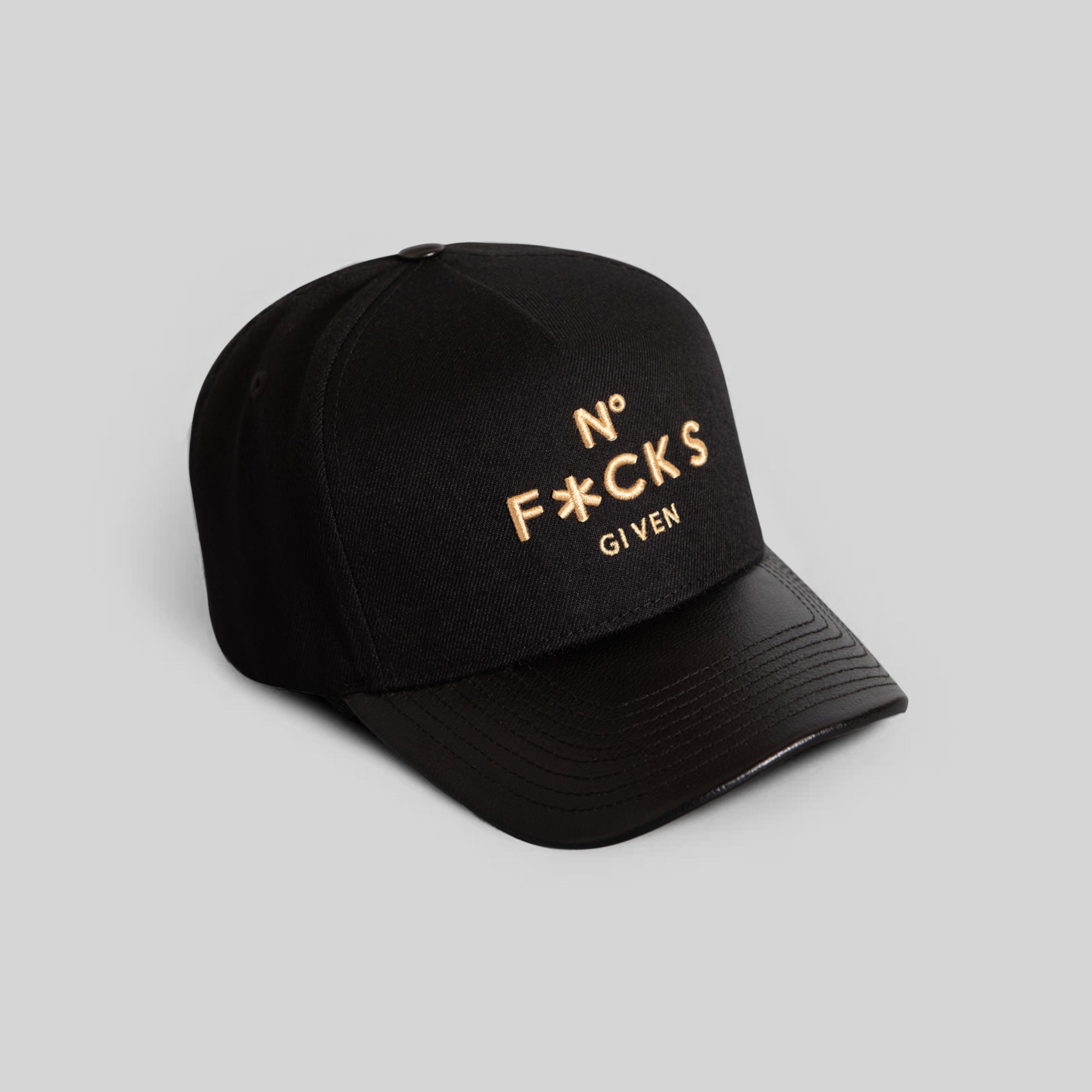 NO F*CKS GIVEN BLACK WOOL LEATHER TRUCKER
