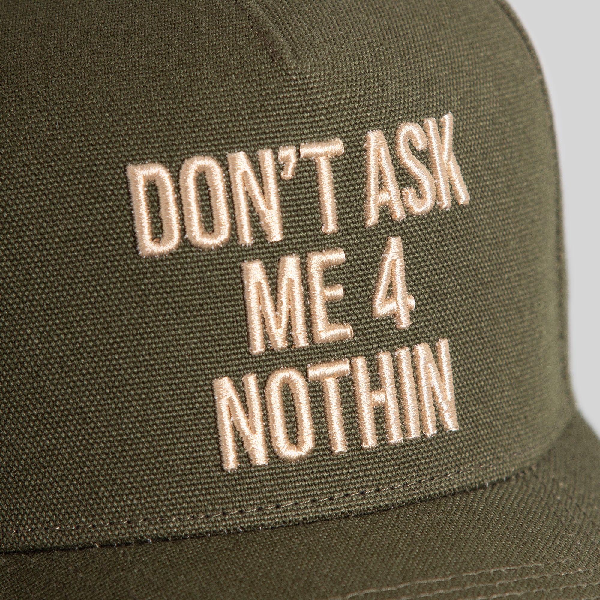 DON'T ASK ME OLIVE DUCK CANVAS TRUCKER
