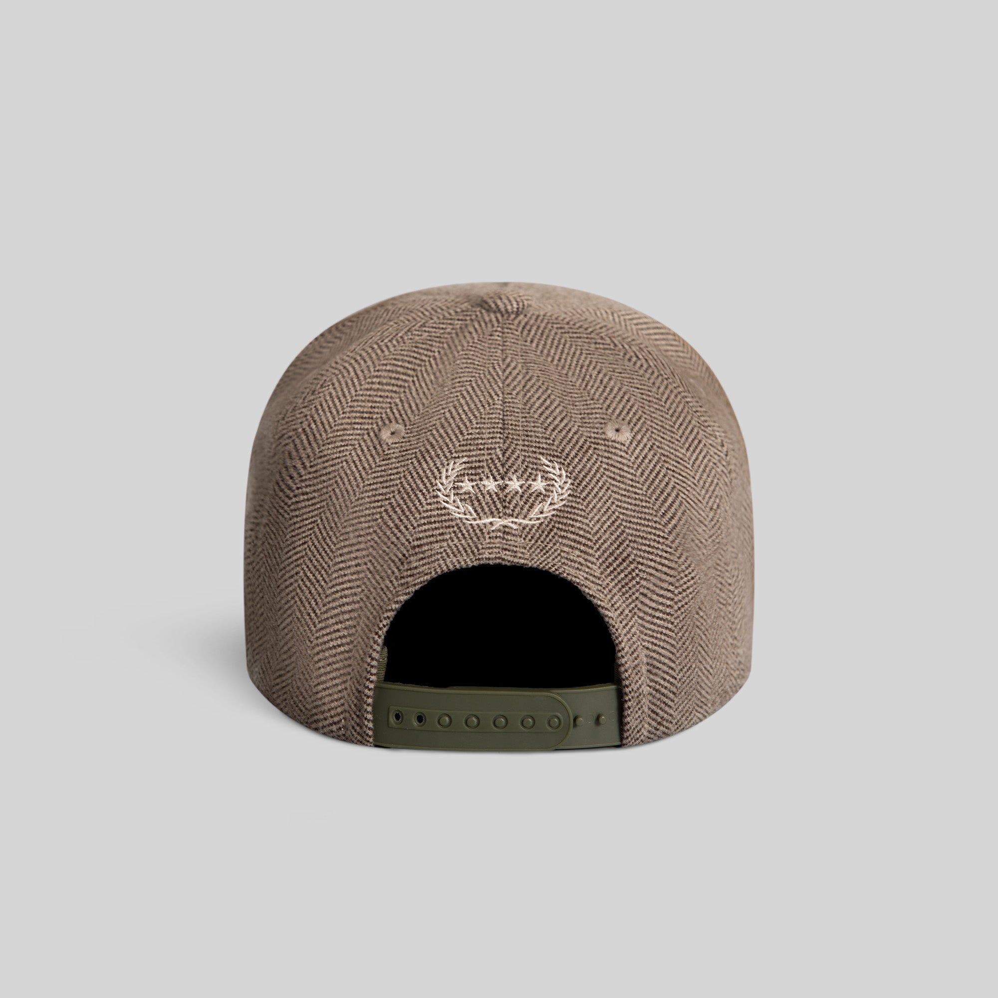WERE ALL SCREWED HERRINGBONE OLIVE WHITE TRUCKER