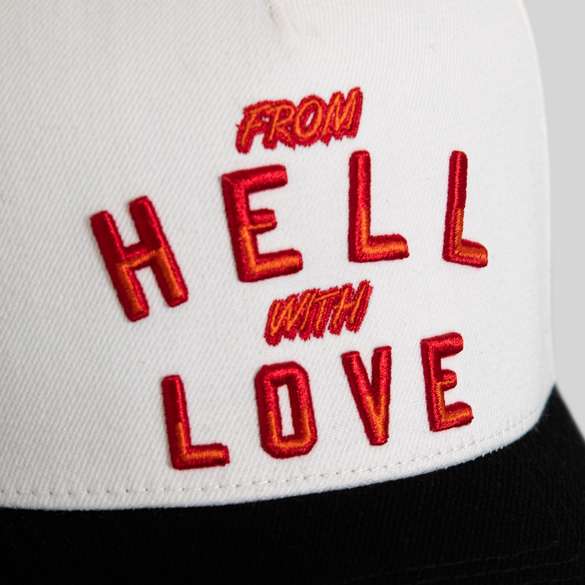 FROM HELL WITH LOVE OFF WHITE BLACK WOOL TRUCKER