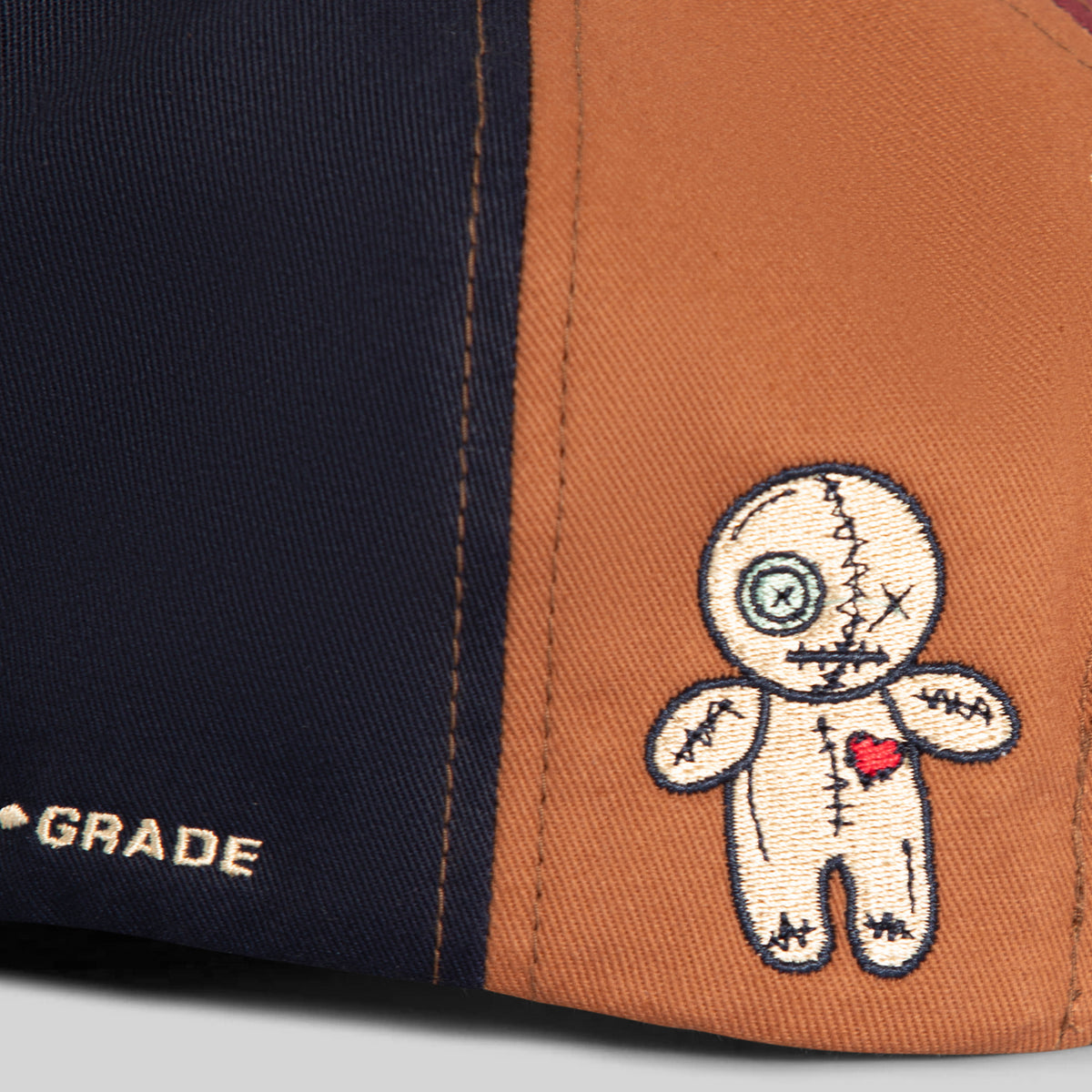 FIELD GRADE X KURVE STUDIO NY IS HEALING VOODOO BORDEAUX NAVY TWILL SUEDE CANVAS TRUCKER