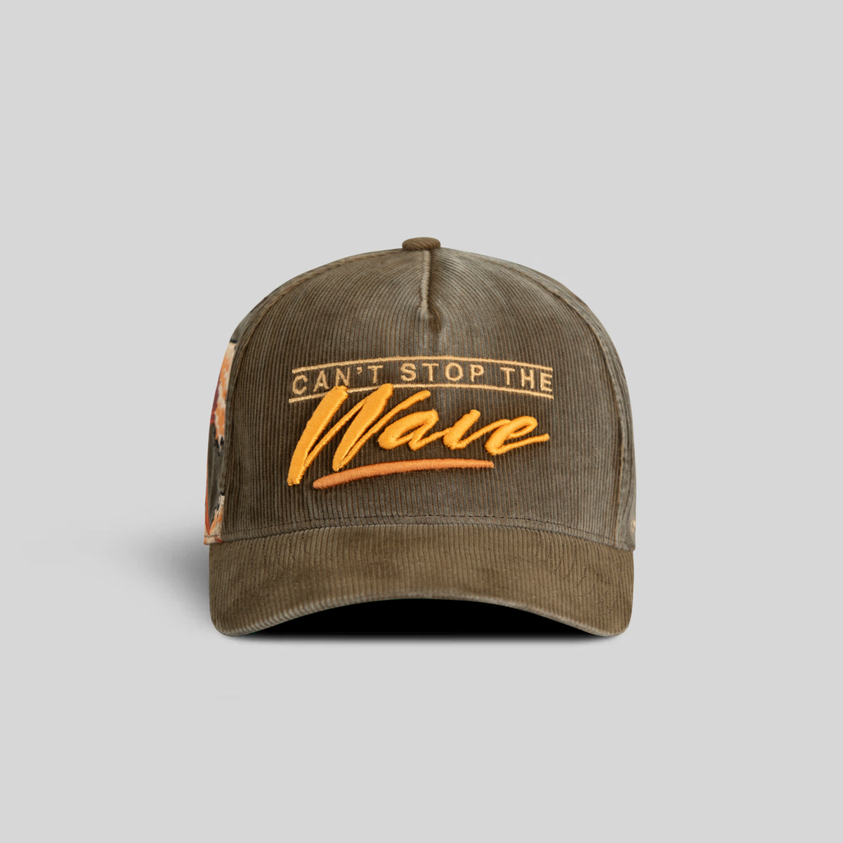 CAN'T STOP THE WAVE WASHED CORDUROY OLIVE TRUCKER
