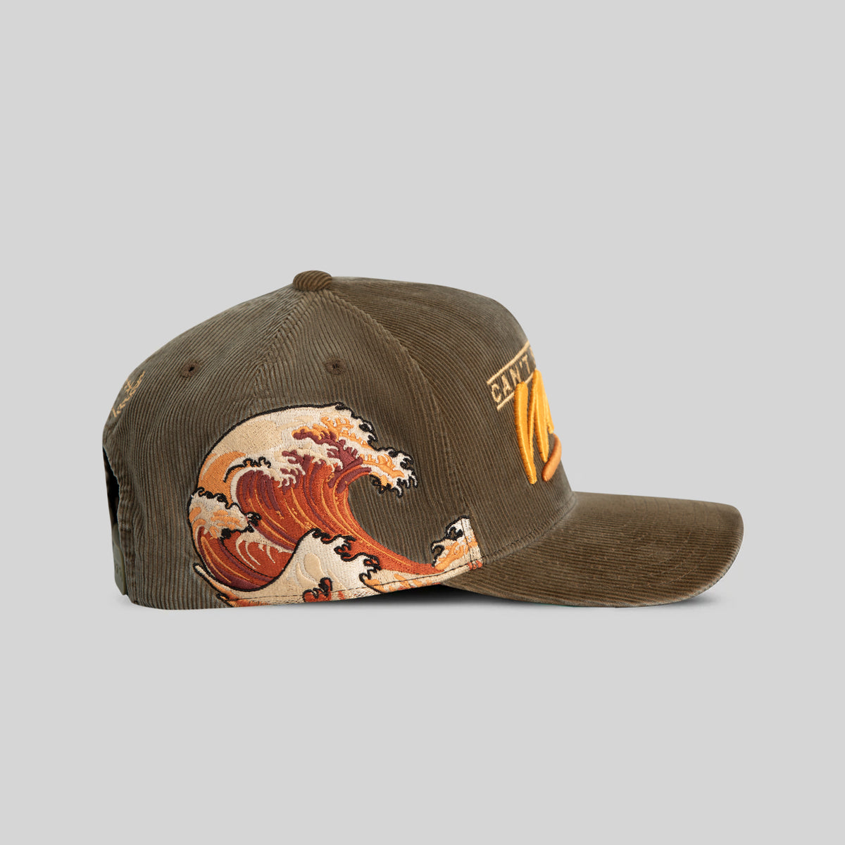 CAN'T STOP THE WAVE WASHED CORDUROY OLIVE TRUCKER