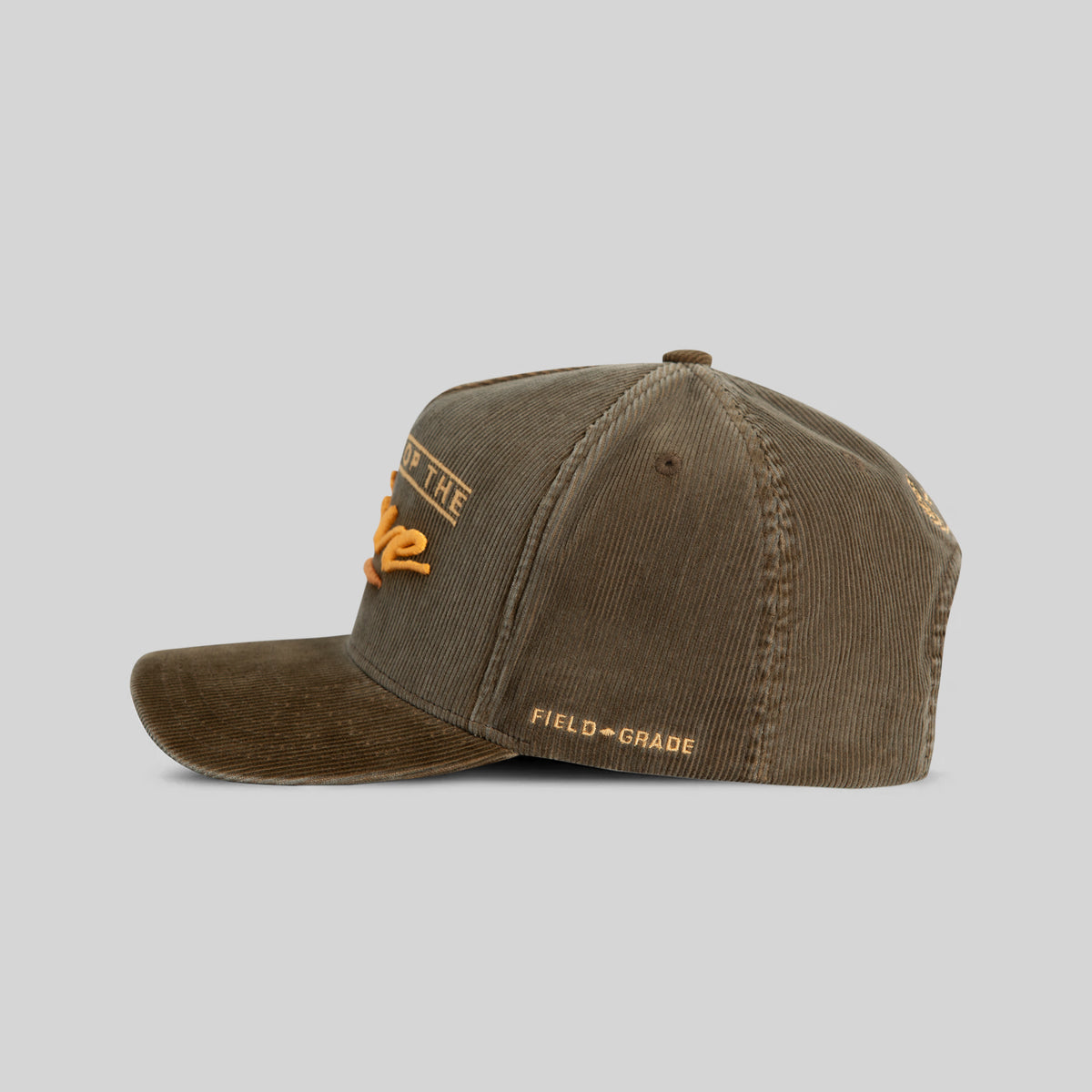 CAN'T STOP THE WAVE WASHED CORDUROY OLIVE TRUCKER