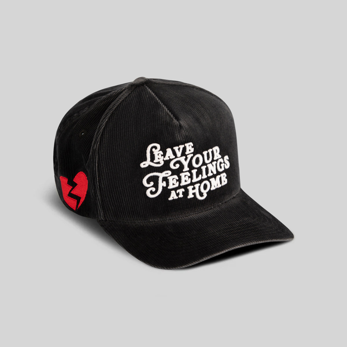 LEAVE YOUR FEELINGS WASHED CORDUROY BLACK TRUCKER