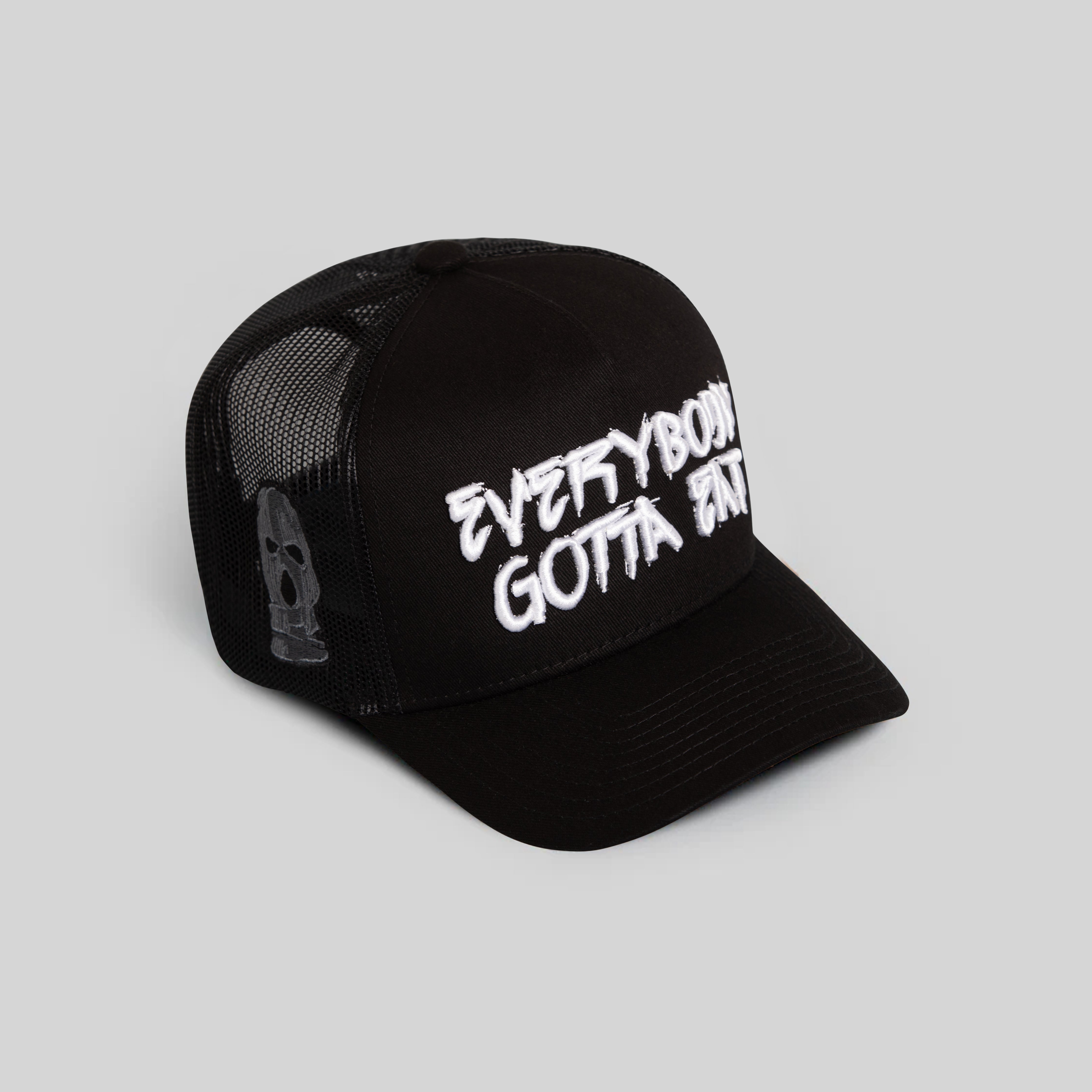 EVERYBODY GOTTA EAT BLACK TWILL MESH TRUCKER