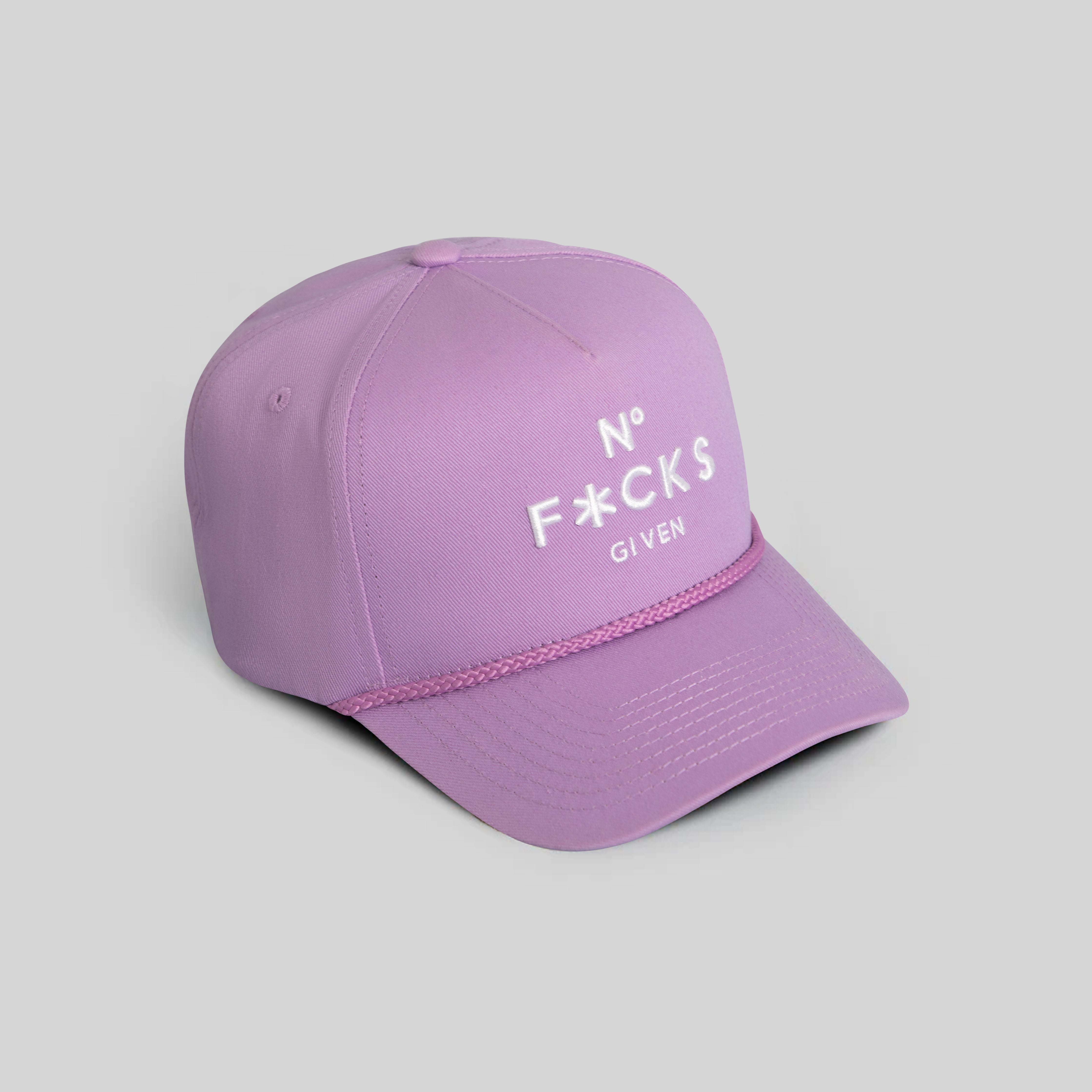 NO F*CKS GIVEN LAVENDER TWILL TRUCKER