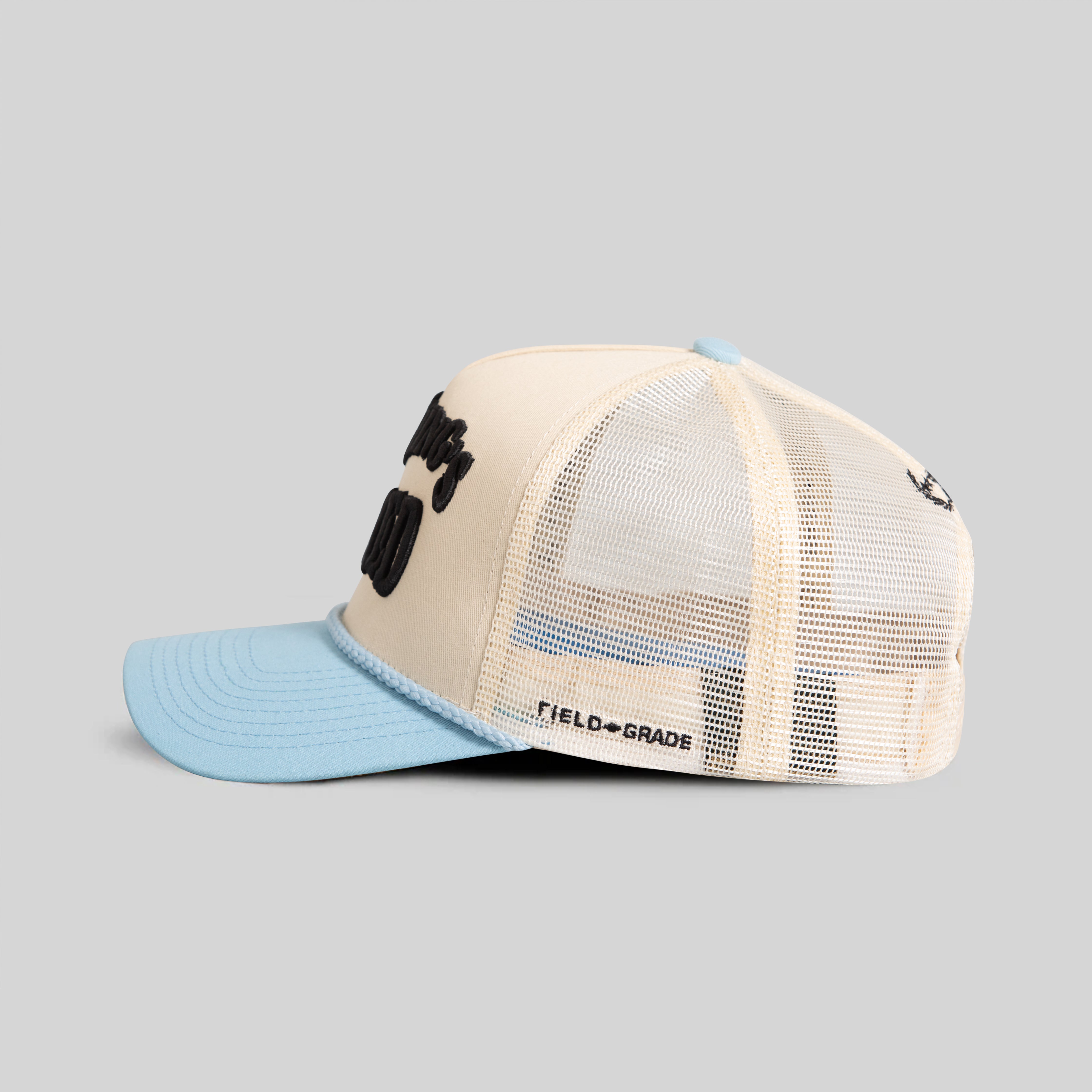 EVERYTHINGS F*CKED SAND UNI BLUE TWILL MESH TRUCKER