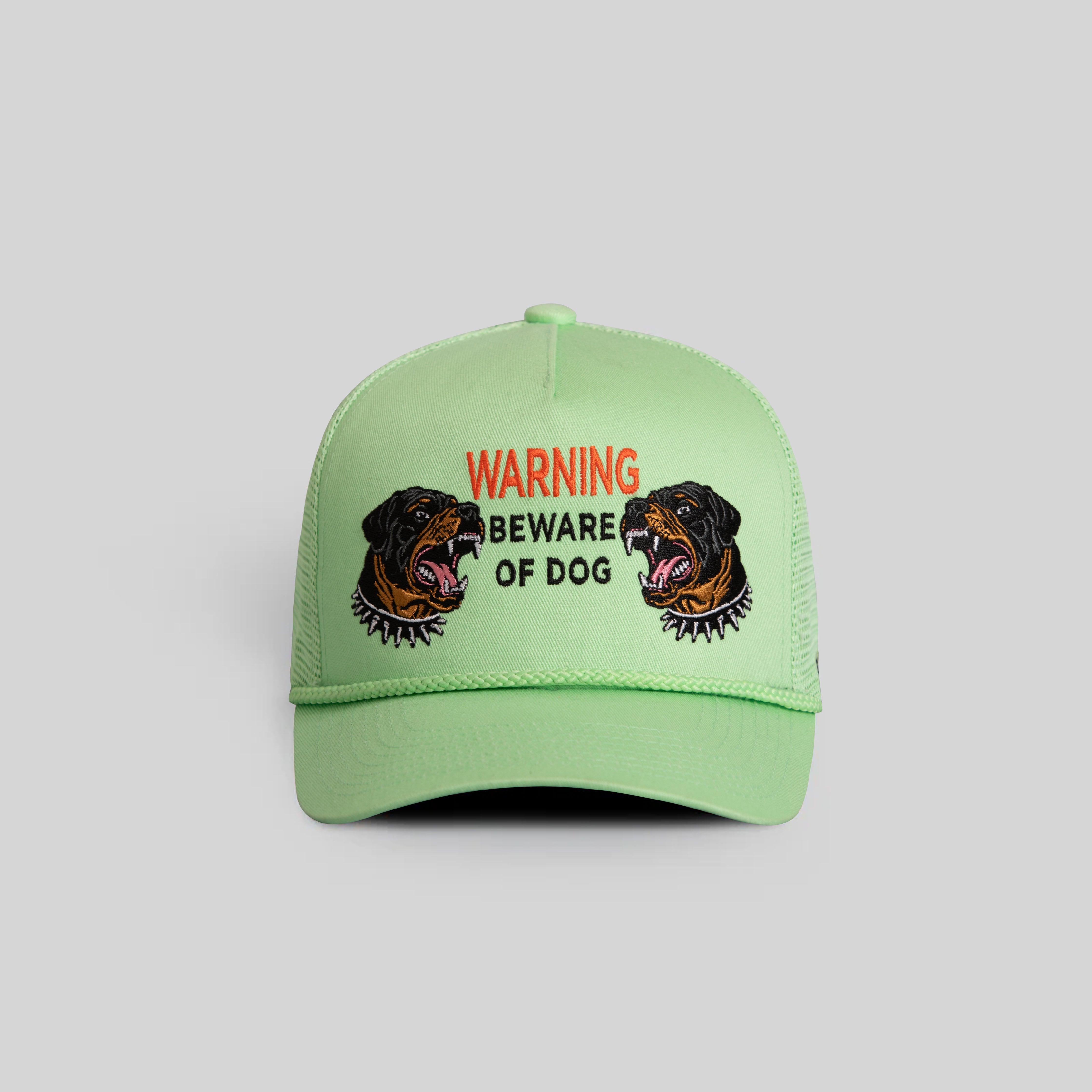 BEWARE OF ROTTY KEY LIME TWILL MESH TRUCKER