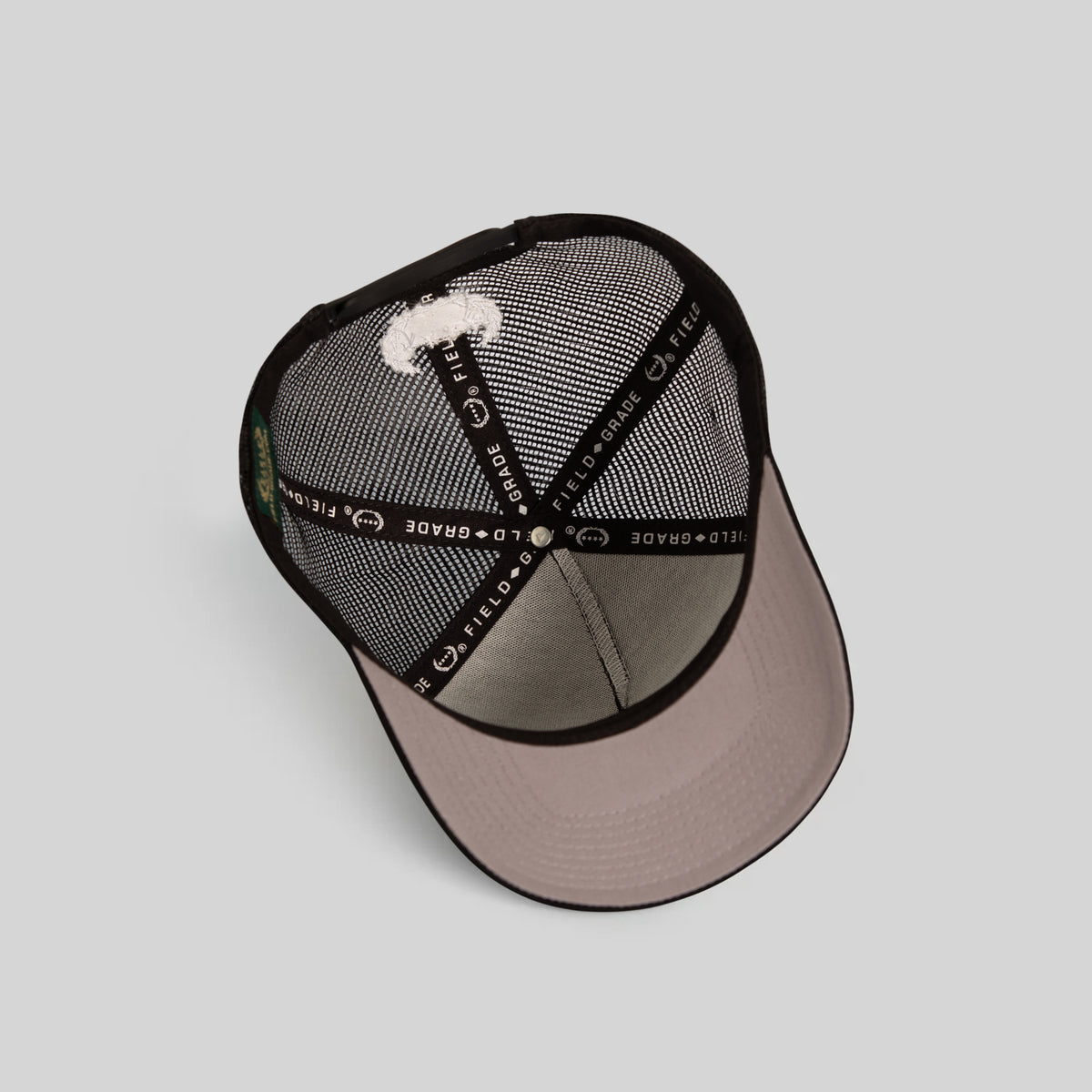 FIELD GRADE COLLEGIATE BLACK TWILL MESH TRUCKER