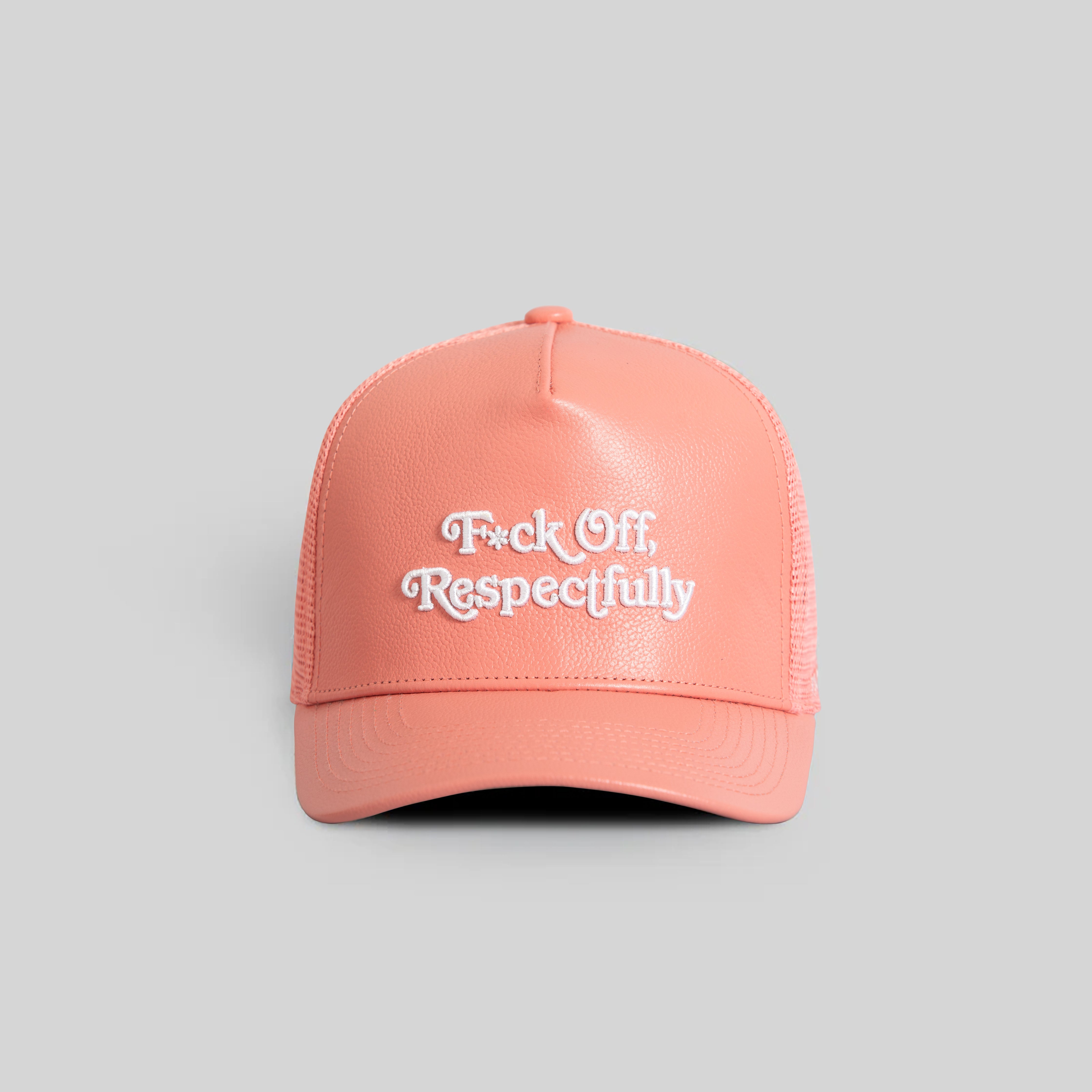 RESPECTFULLY PINK CAVIAR LEATHER MESH TRUCKER