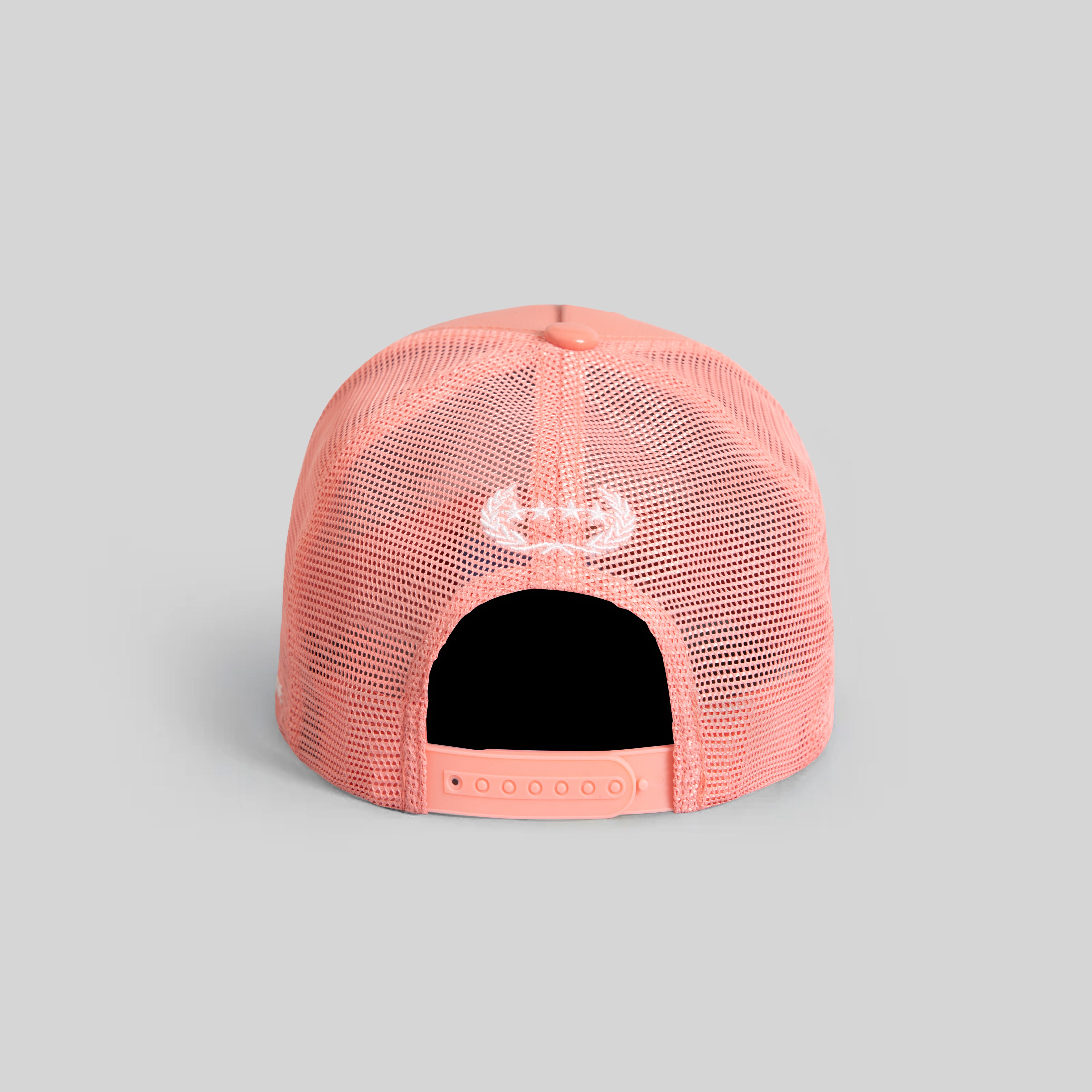 RESPECTFULLY PINK CAVIAR LEATHER MESH TRUCKER