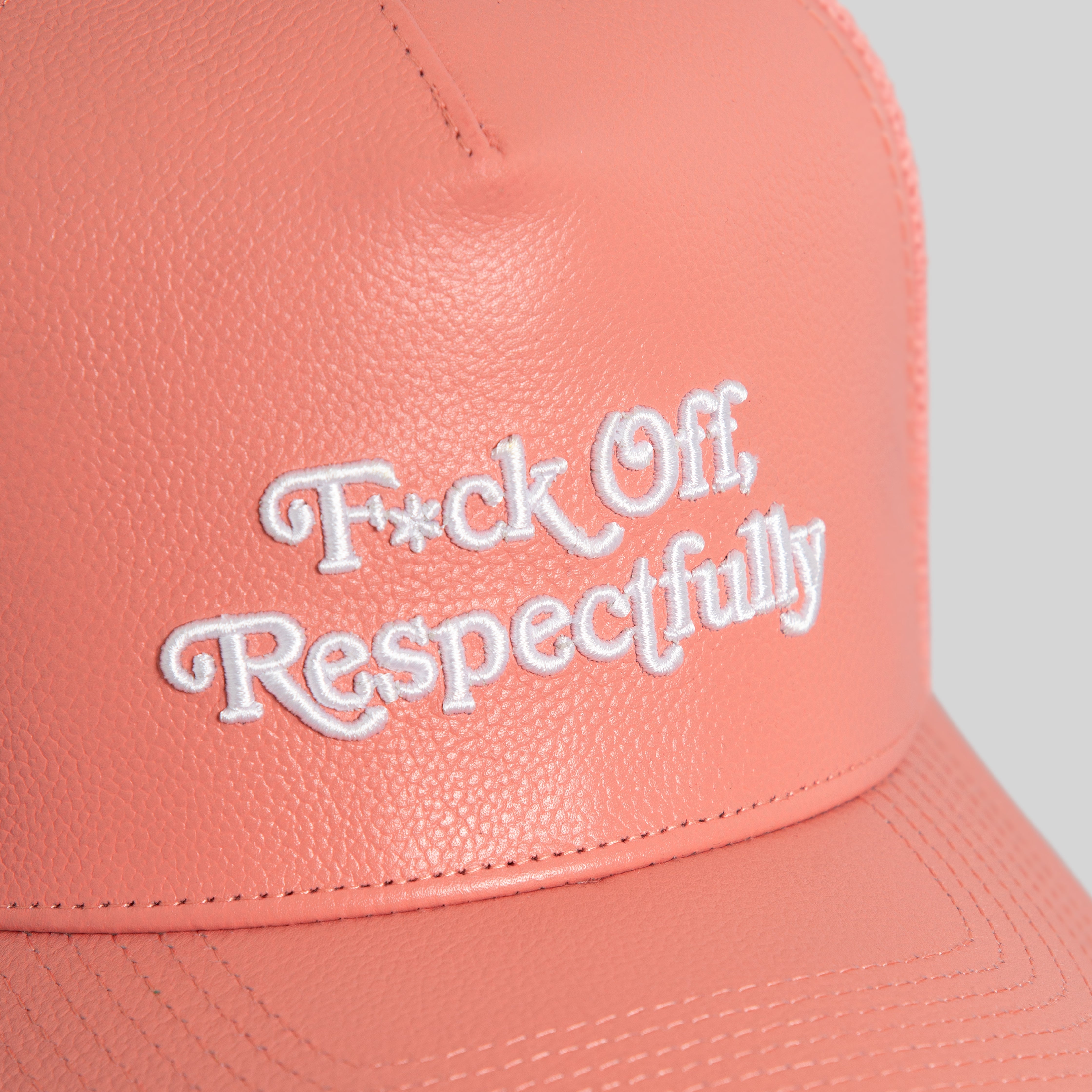 RESPECTFULLY PINK CAVIAR LEATHER MESH TRUCKER