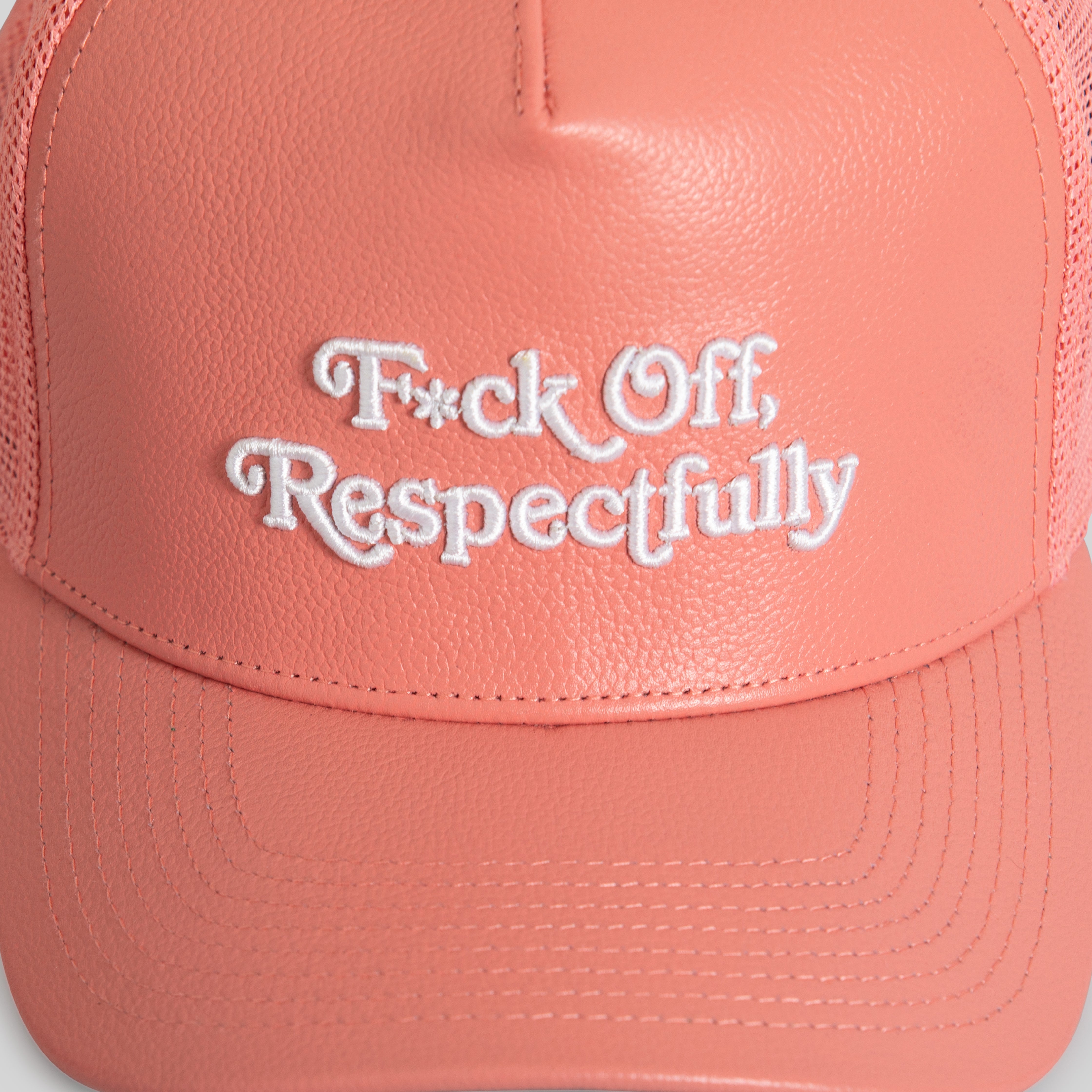 RESPECTFULLY PINK CAVIAR LEATHER MESH TRUCKER