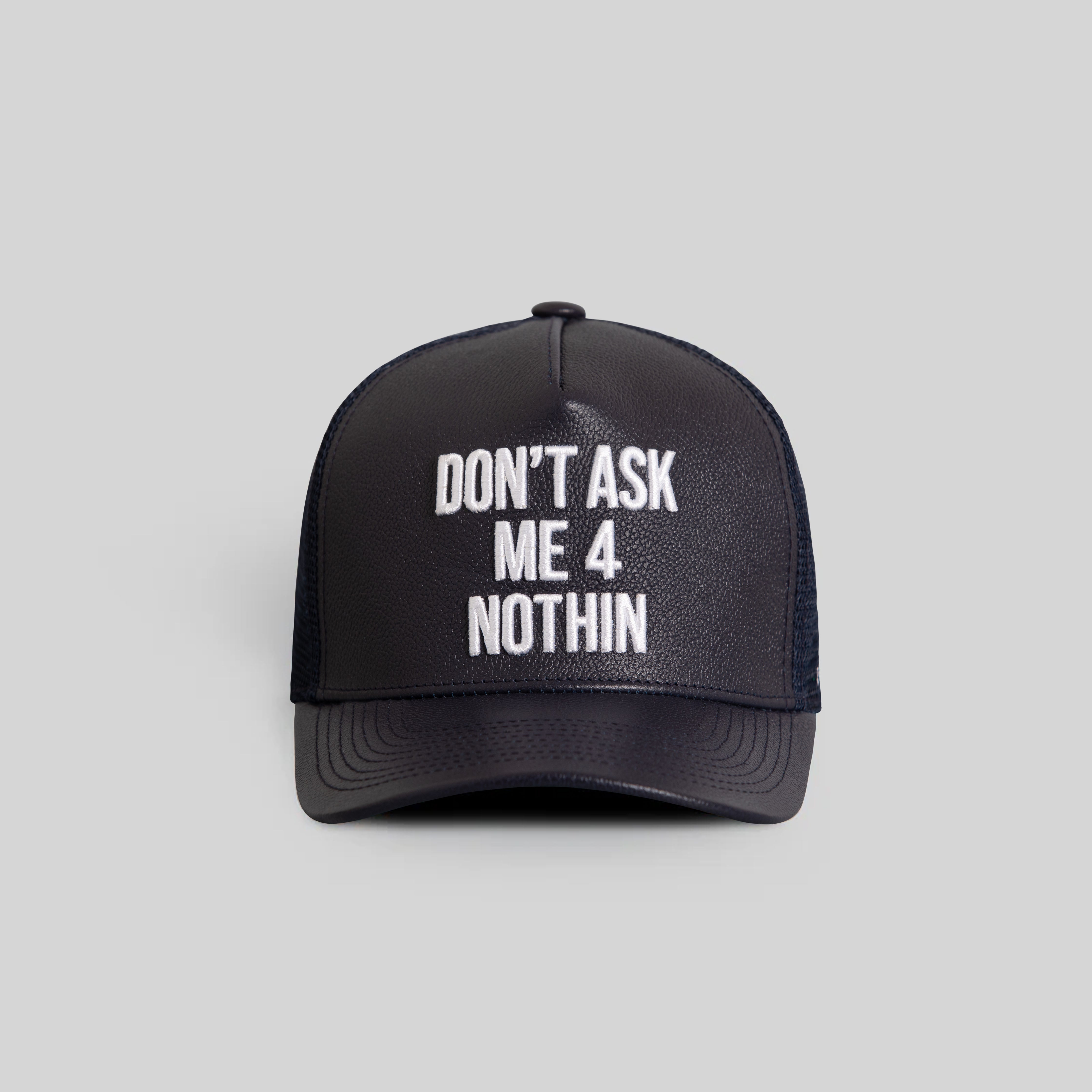 DON'T ASK DEEP NAVY CAVIAR LEATHER MESH TRUCKER