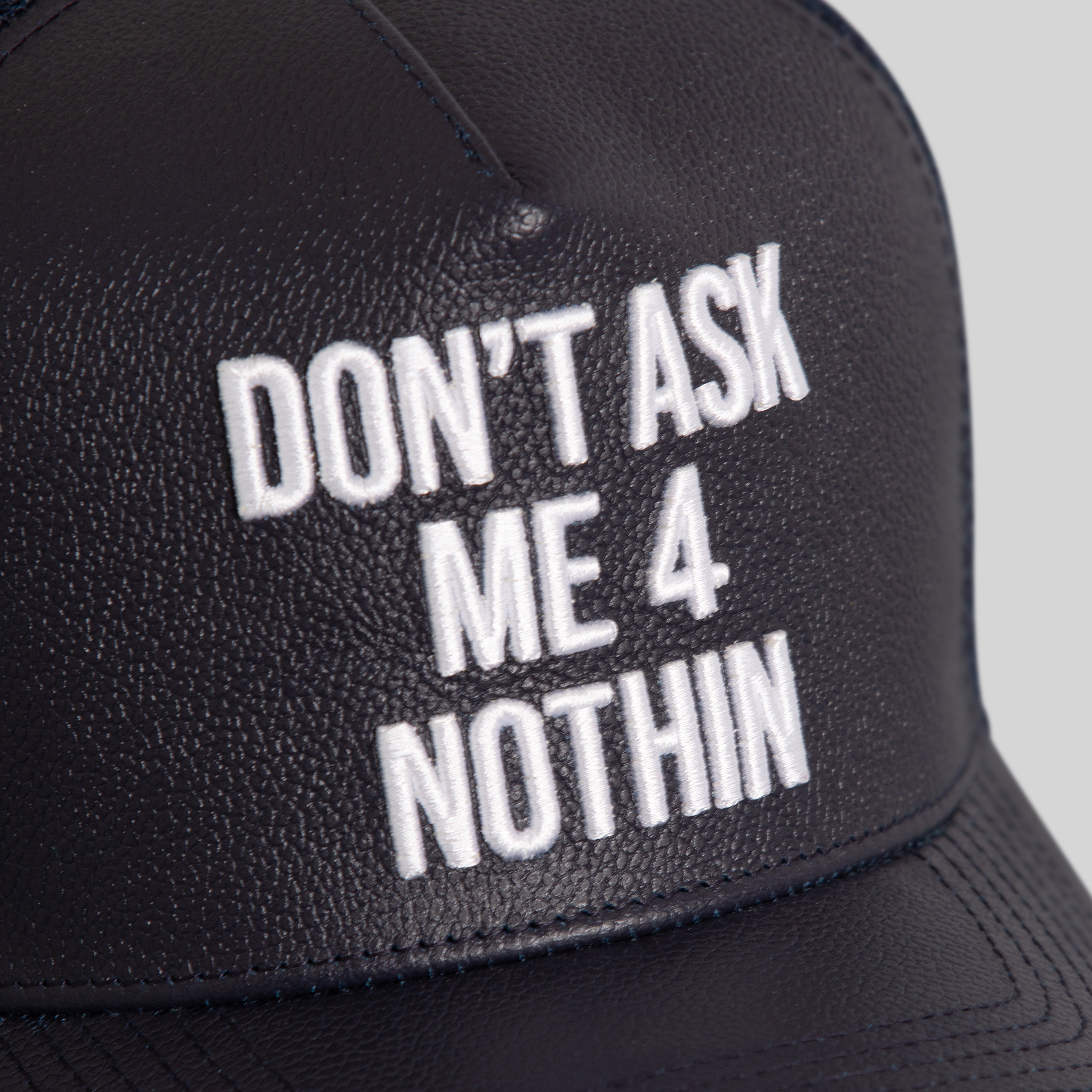 DON'T ASK DEEP NAVY CAVIAR LEATHER MESH TRUCKER