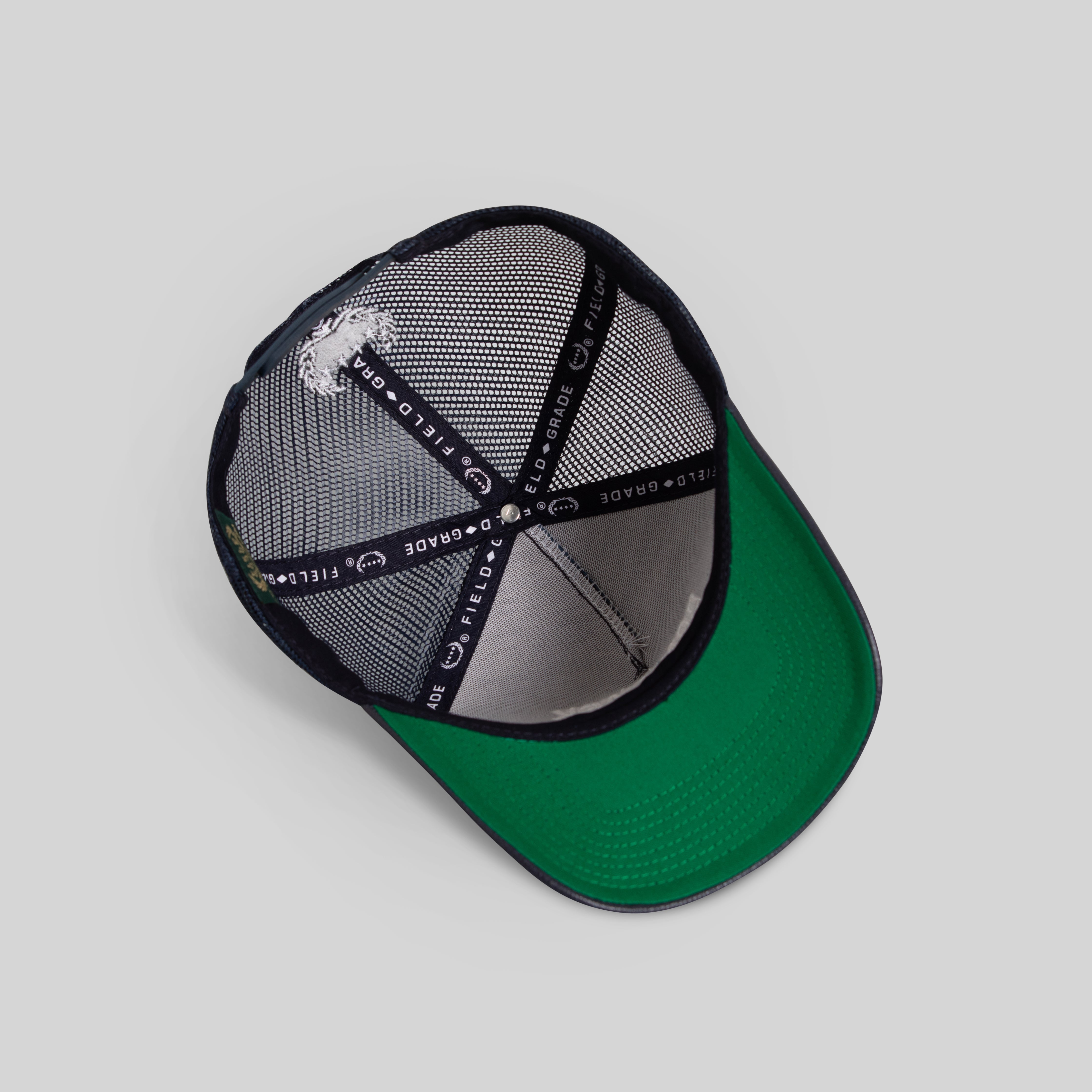 DON'T ASK DEEP NAVY CAVIAR LEATHER MESH TRUCKER