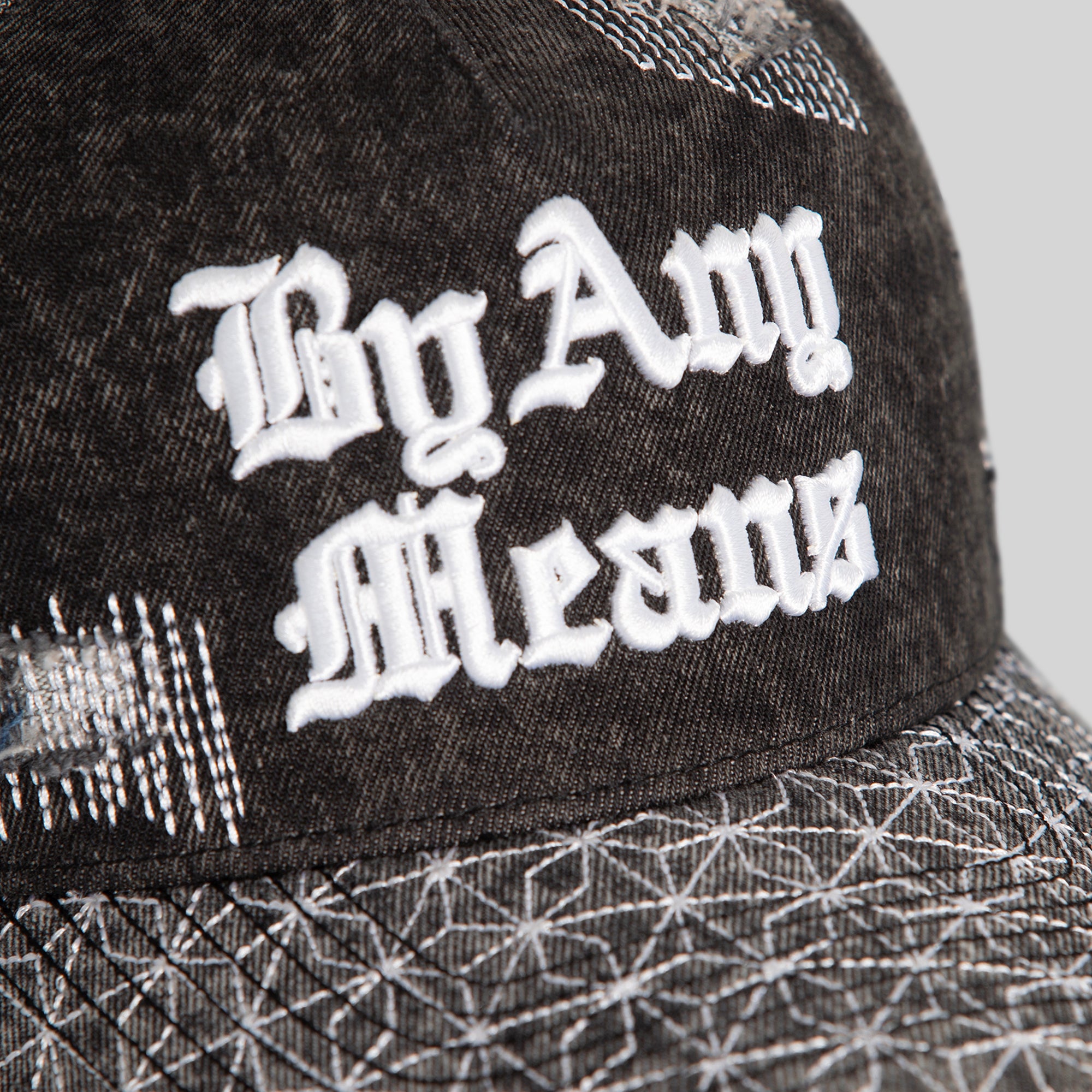 BY ANY MEANS SASHIKO WASHED DENIM TRUCKER