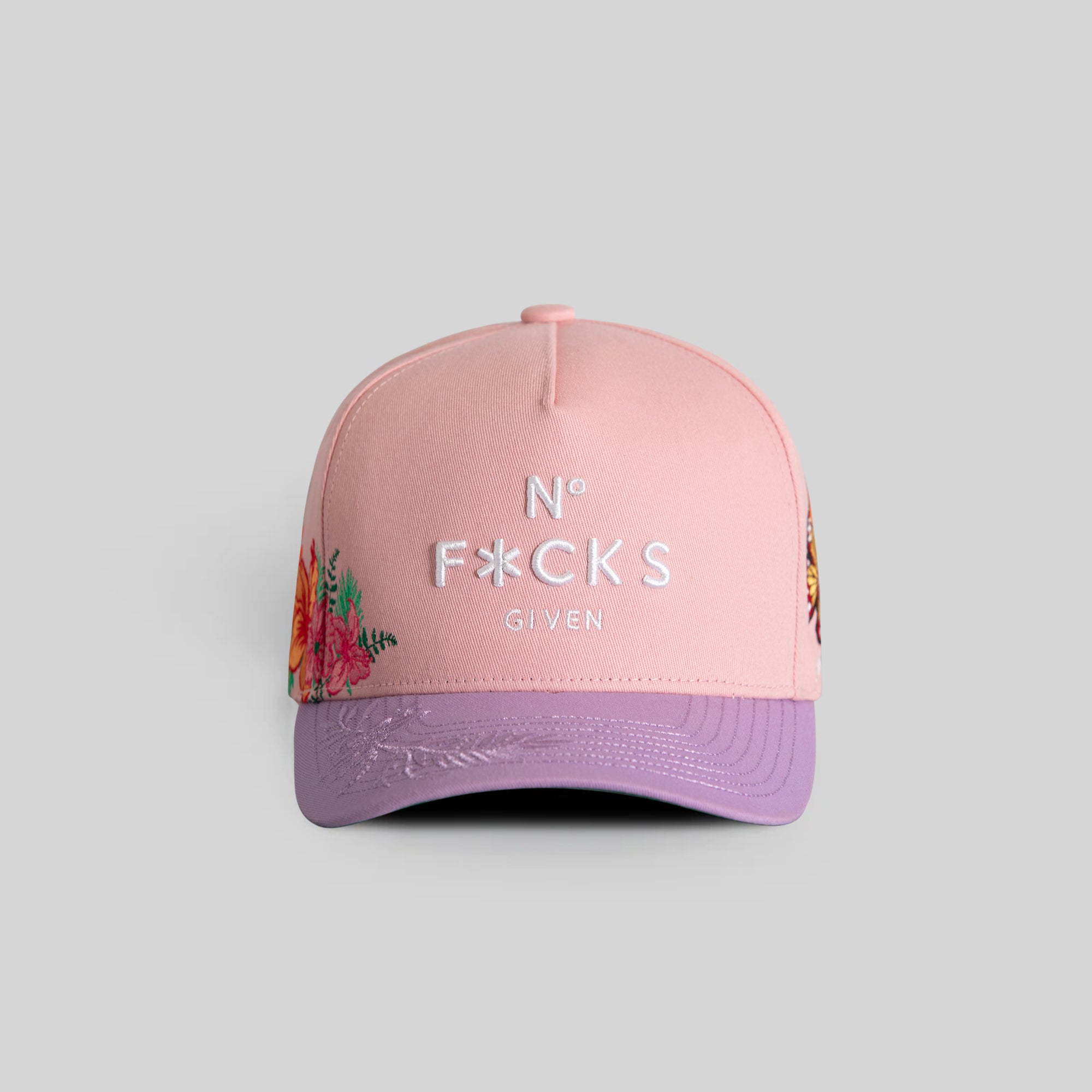 NO F*CKS GIVEN PINK LAVENDER FLORAL TRUCKER