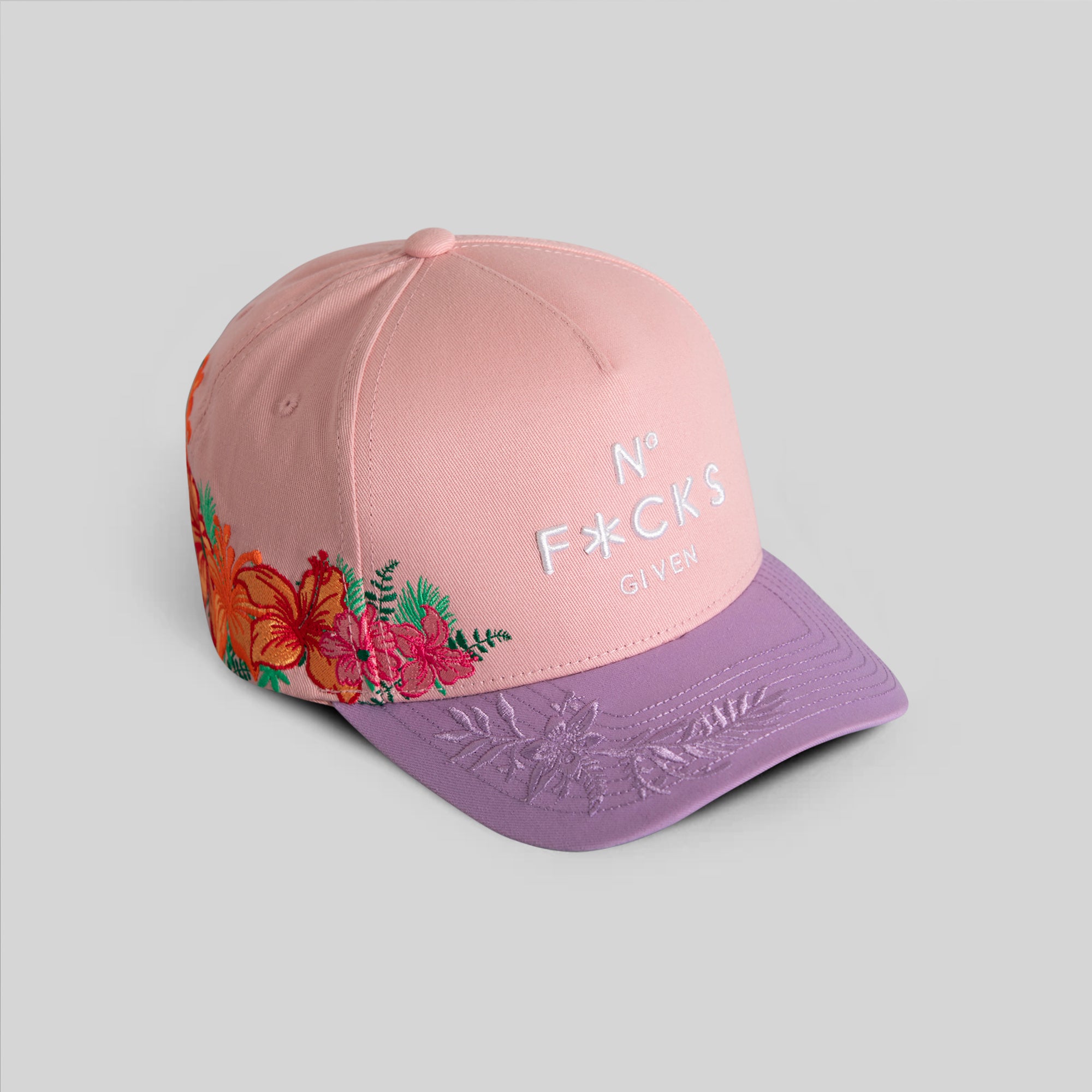 NO F*CKS GIVEN PINK LAVENDER FLORAL TRUCKER