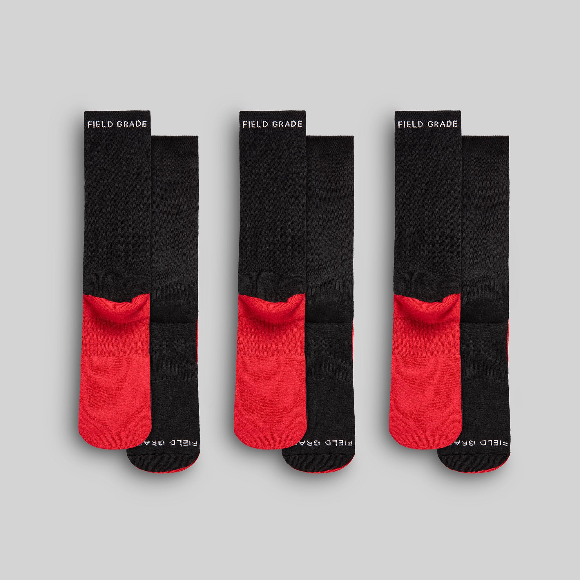 FIELD GRADE STANDARD ISSUE BLACK CUSHIONED CREW SOCK 3 PACK