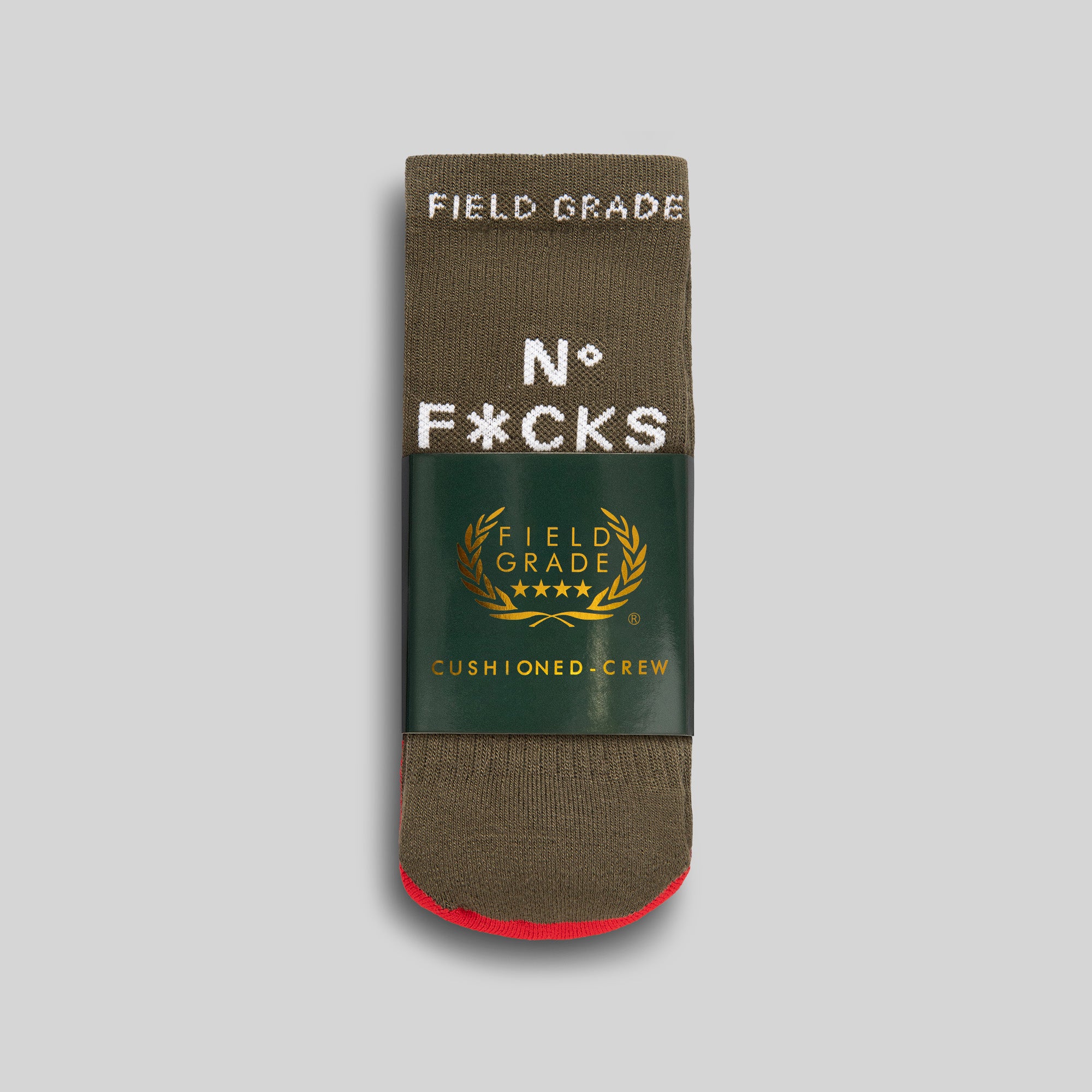 FIELD GRADE CUSHIONED CREW SOCKS - NO F*CKS GIVEN BORDEAUX/OLIVE/WHEAT PACK