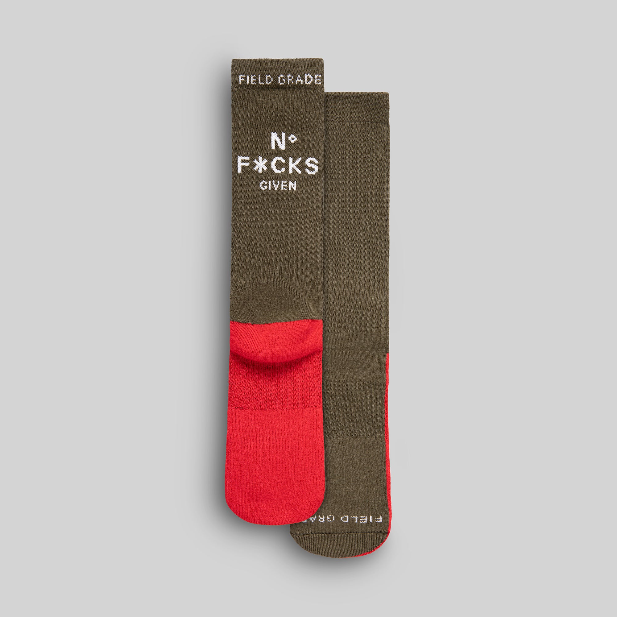 FIELD GRADE CUSHIONED CREW SOCKS - NO F*CKS GIVEN BORDEAUX/OLIVE/WHEAT PACK