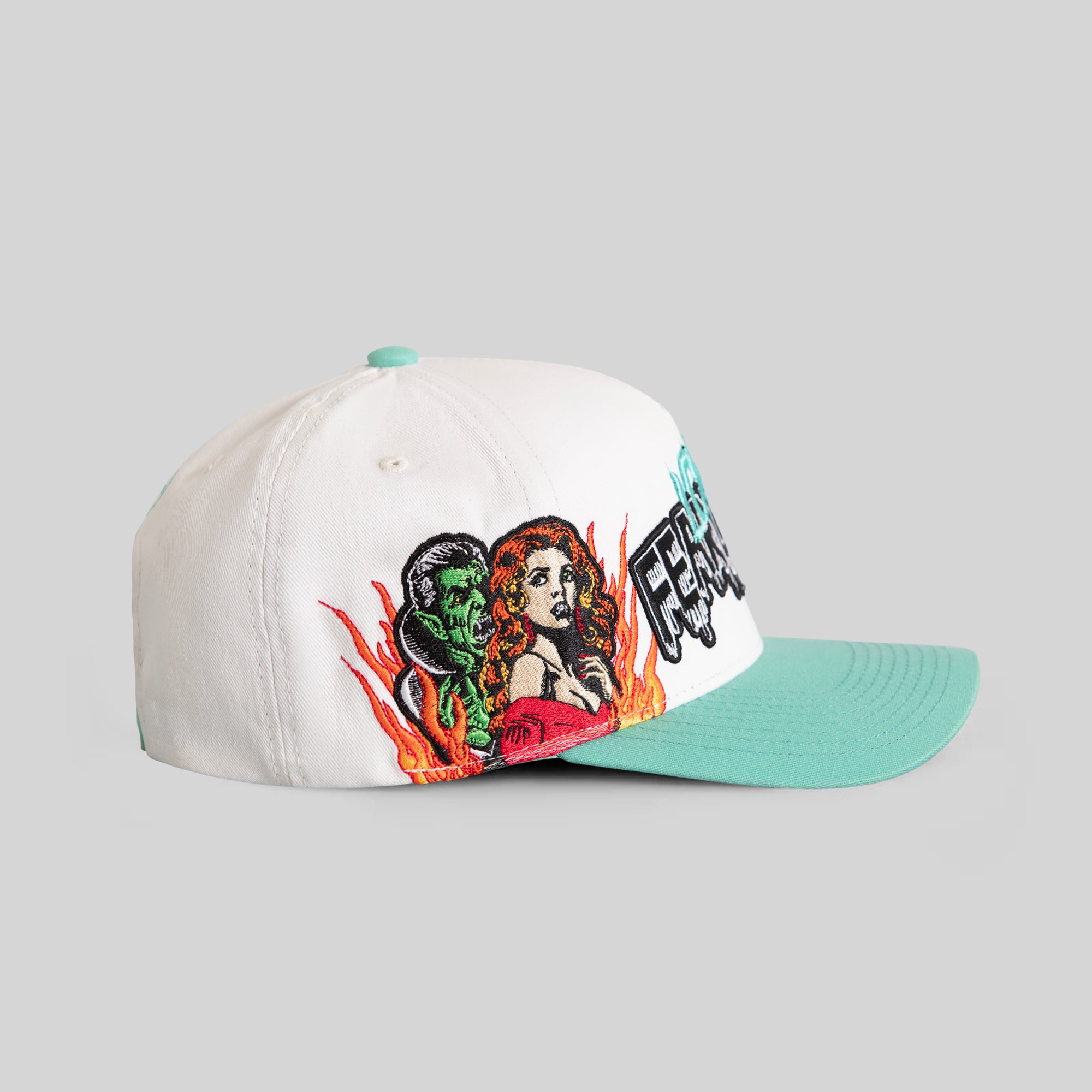 LOVE FEARLESSLY VAMPIRE WHITE MINT TWILL TRUCKER