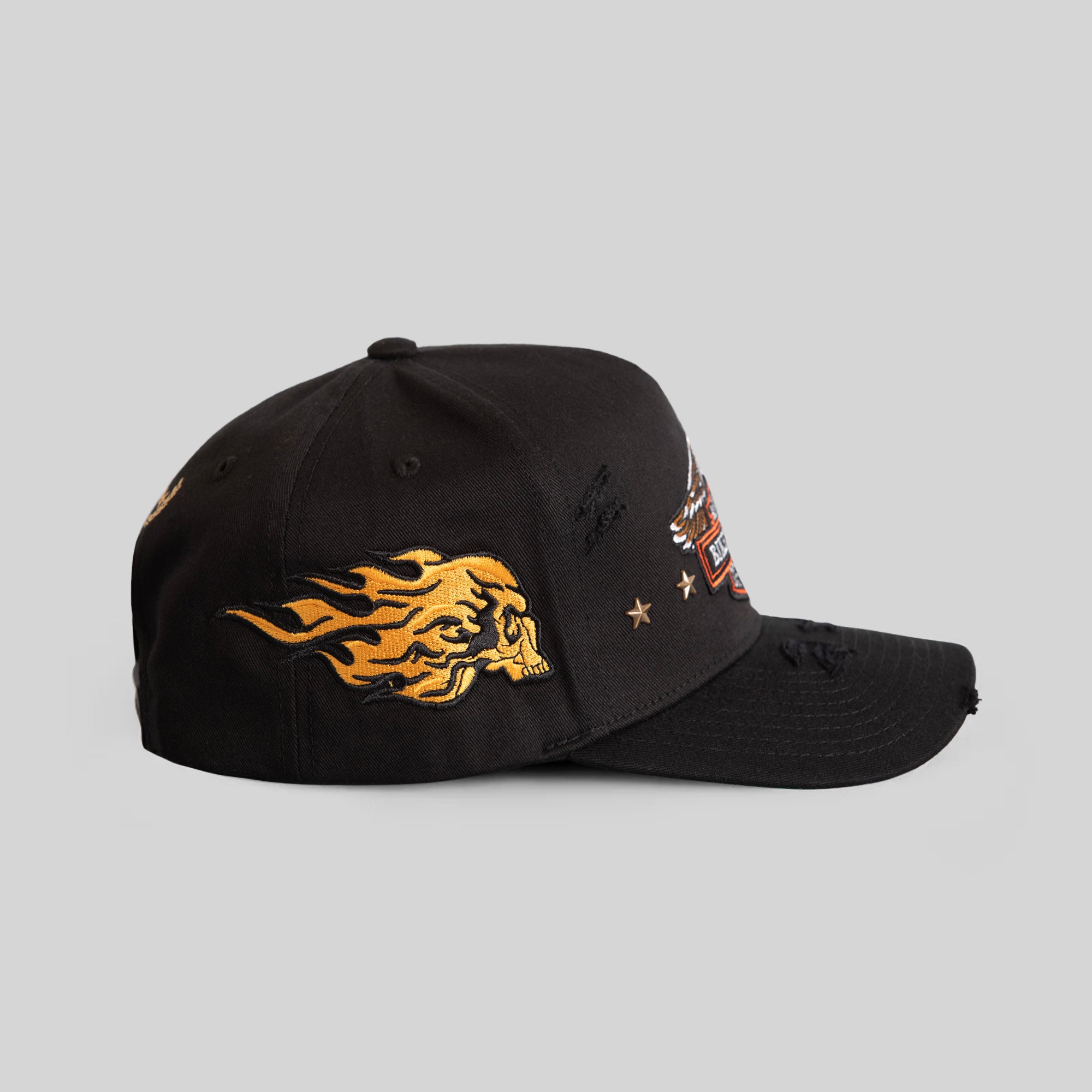 FINAL RIDE BLACK TWILL DISTRESSED TRUCKER