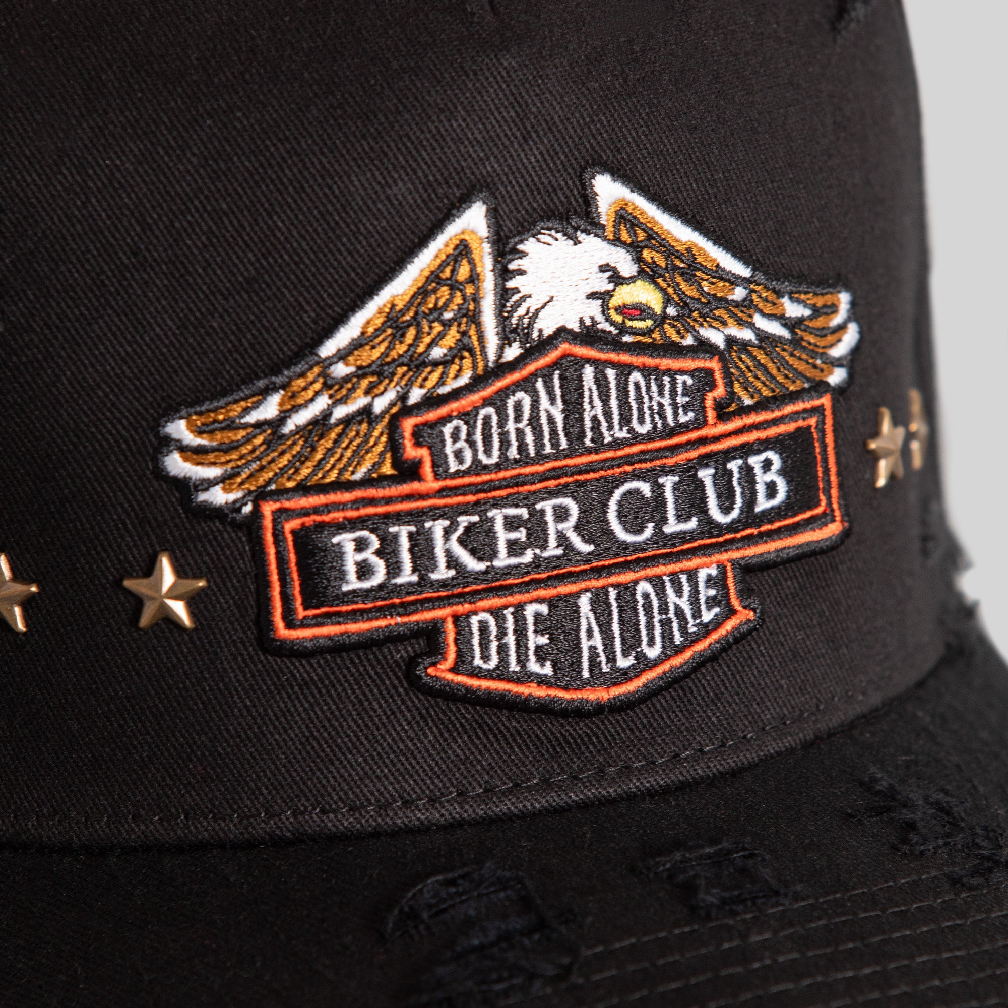 FINAL RIDE BLACK TWILL DISTRESSED TRUCKER