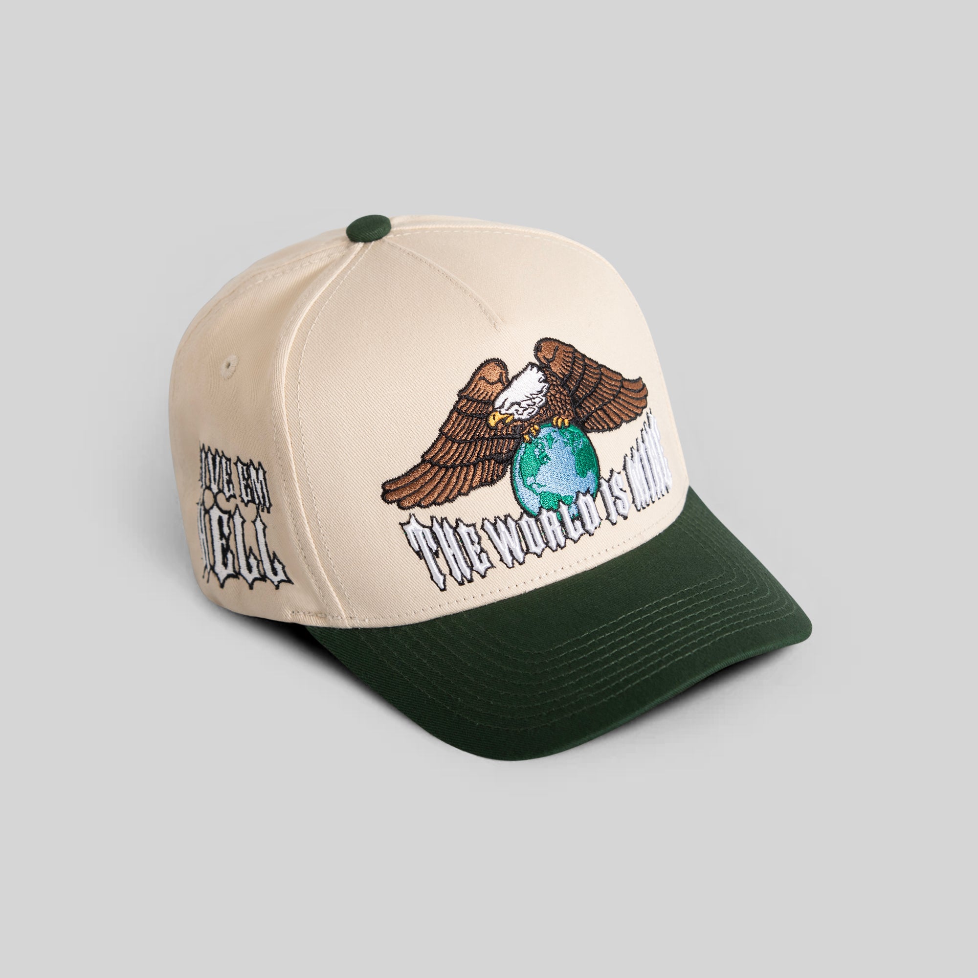 THE WORLD IS MINE SAND EMERALD TWILL TRUCKER