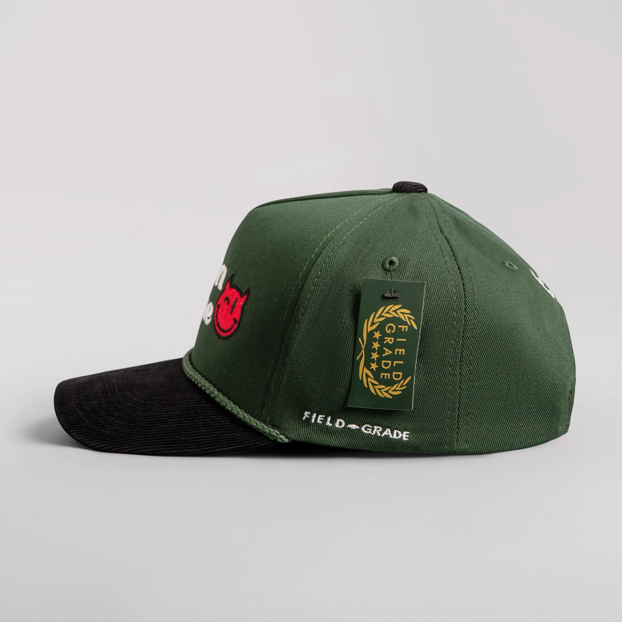 DEMON TIME FG GREEN/BLACK CORDUROY BRIM TRUCKER HAT