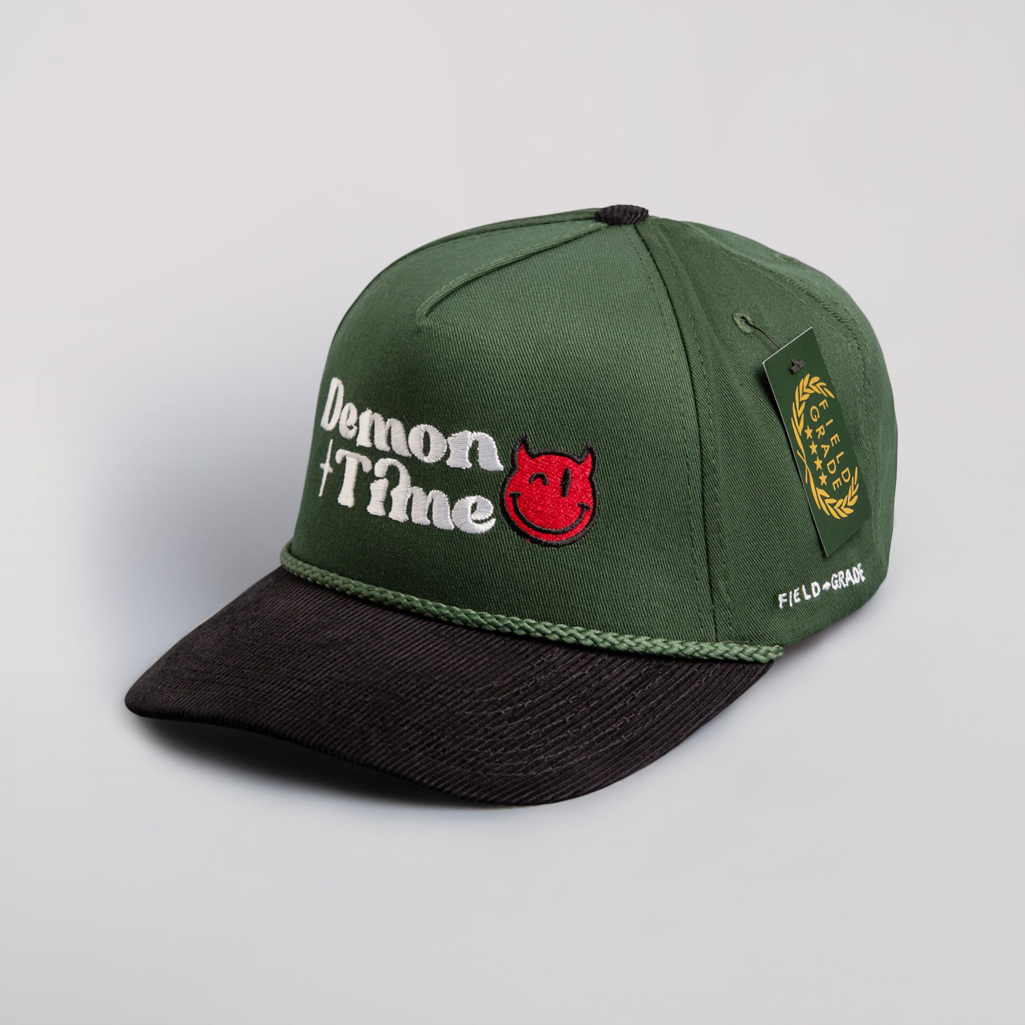 DEMON TIME FG GREEN/BLACK CORDUROY BRIM TRUCKER HAT