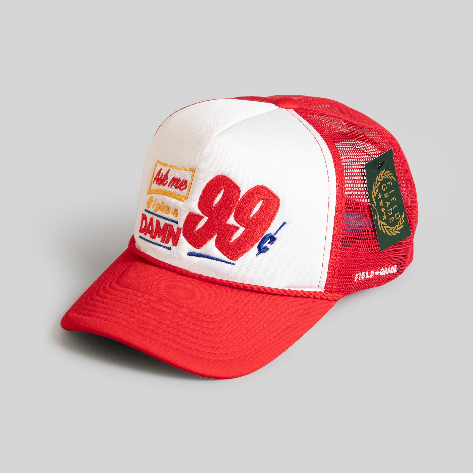 ASK ME WHITE RED TRUCKER HAT