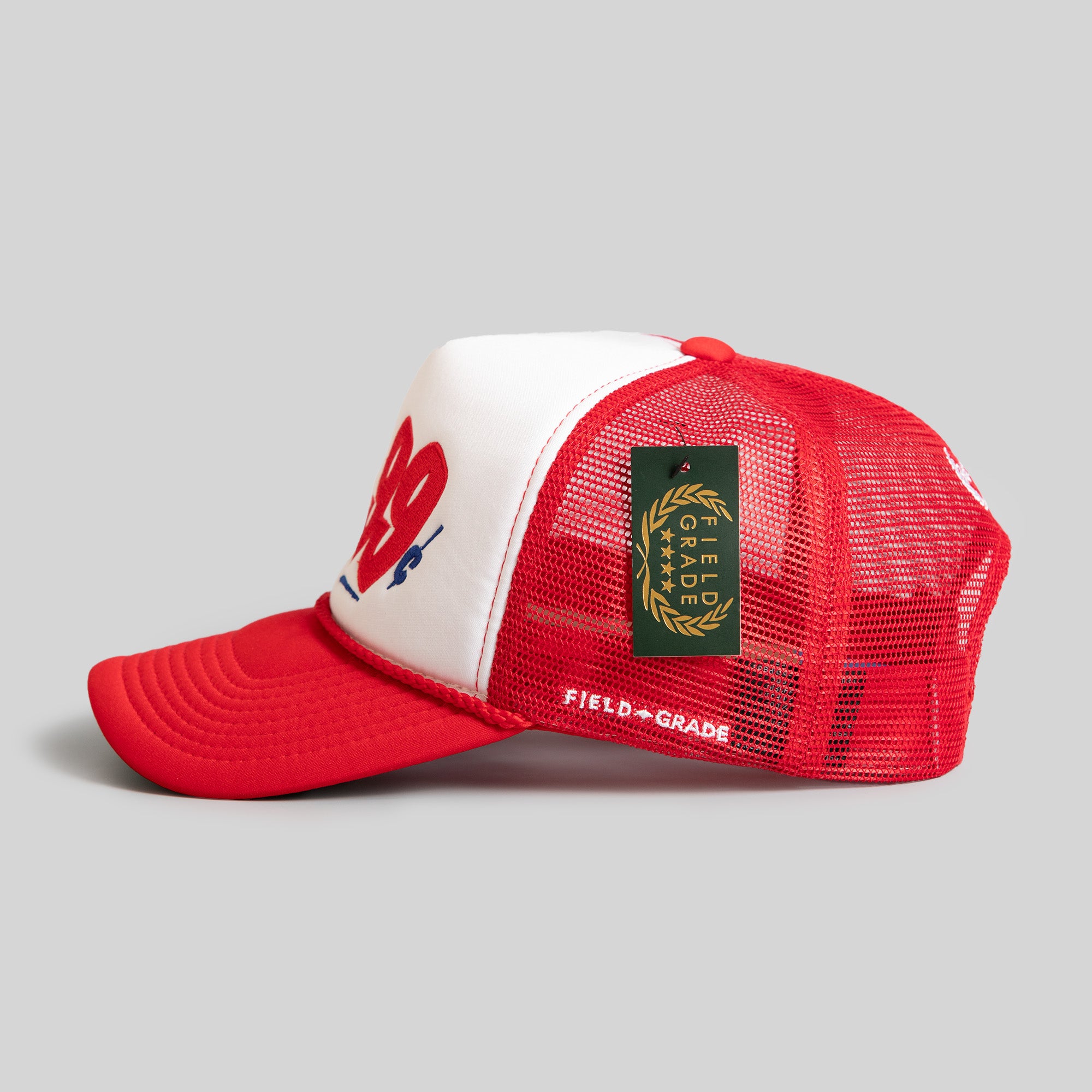 ASK ME WHITE RED TRUCKER HAT