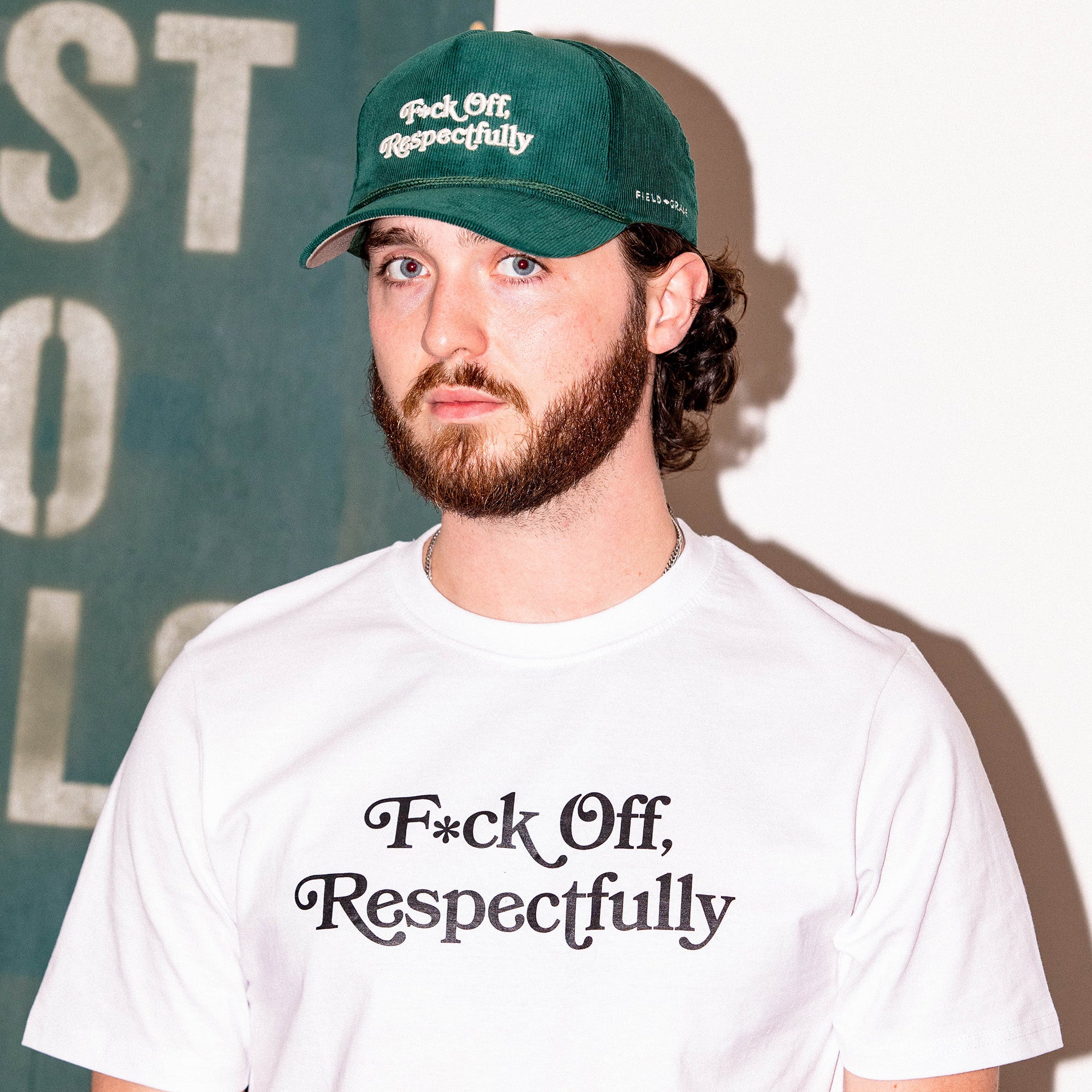 RESPECTFULLY FG GREEN CORDUROY TRUCKER HAT