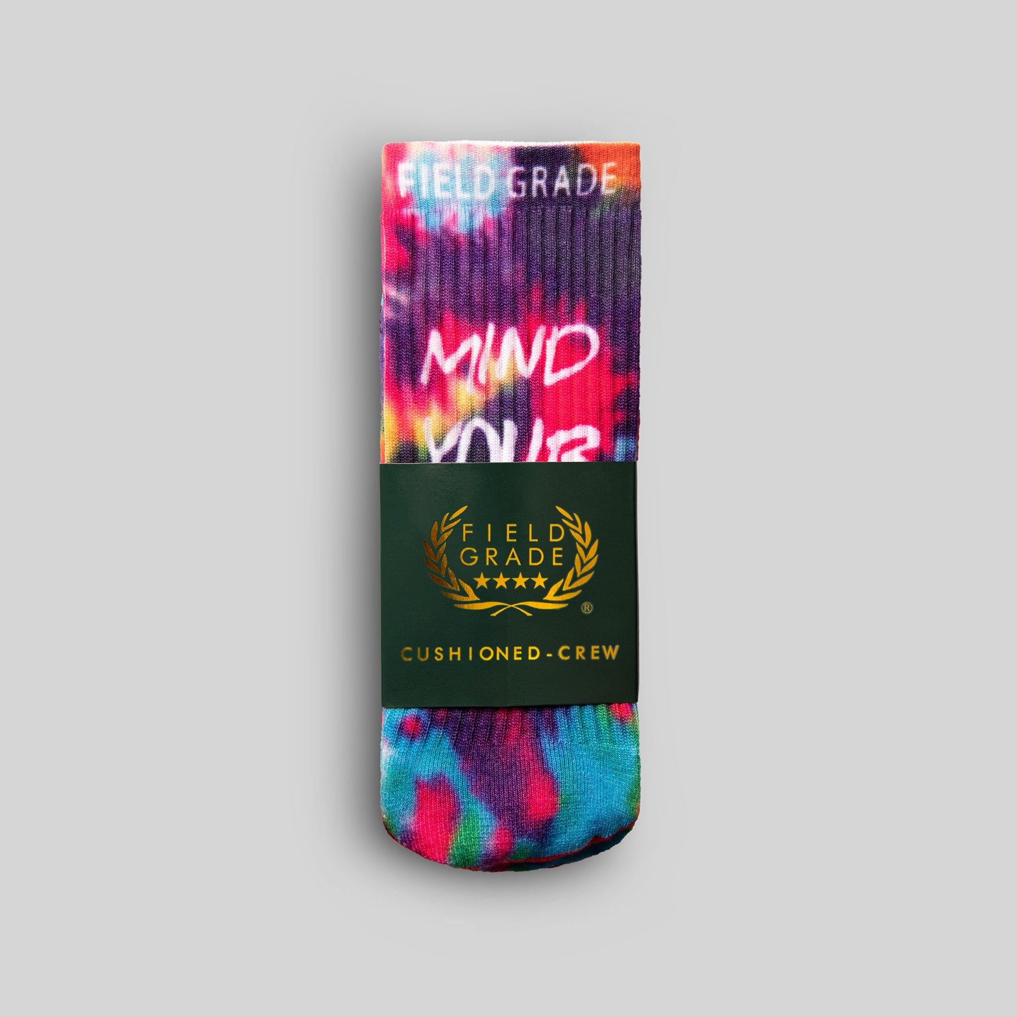 MIND YOUR BUSINESS TIE DYE CUSHIONED CREW SOCK 2 PACK