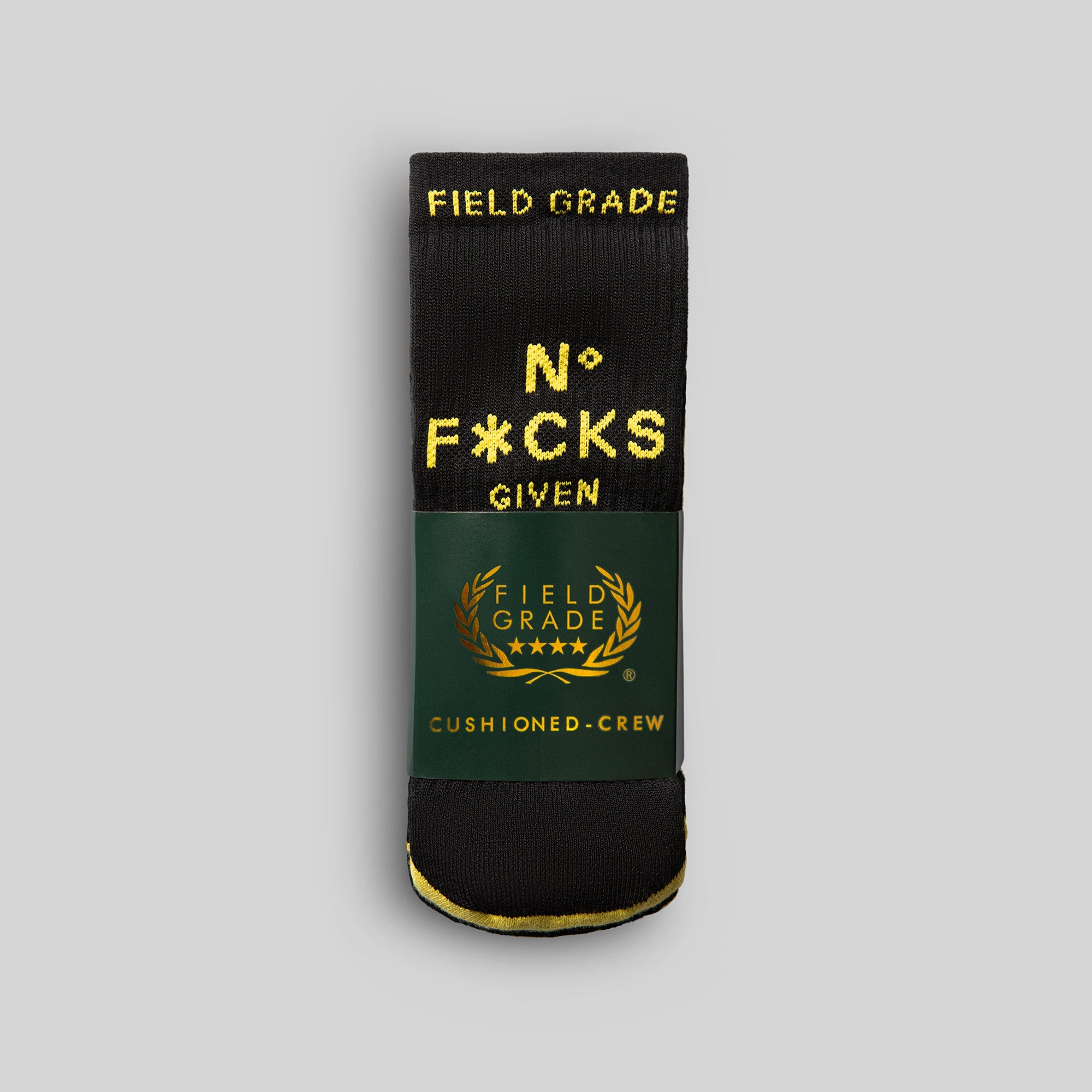 NO F*CKS GIVEN BLACK/YELLOW CUSHIONED CREW SOCK 3 PACK