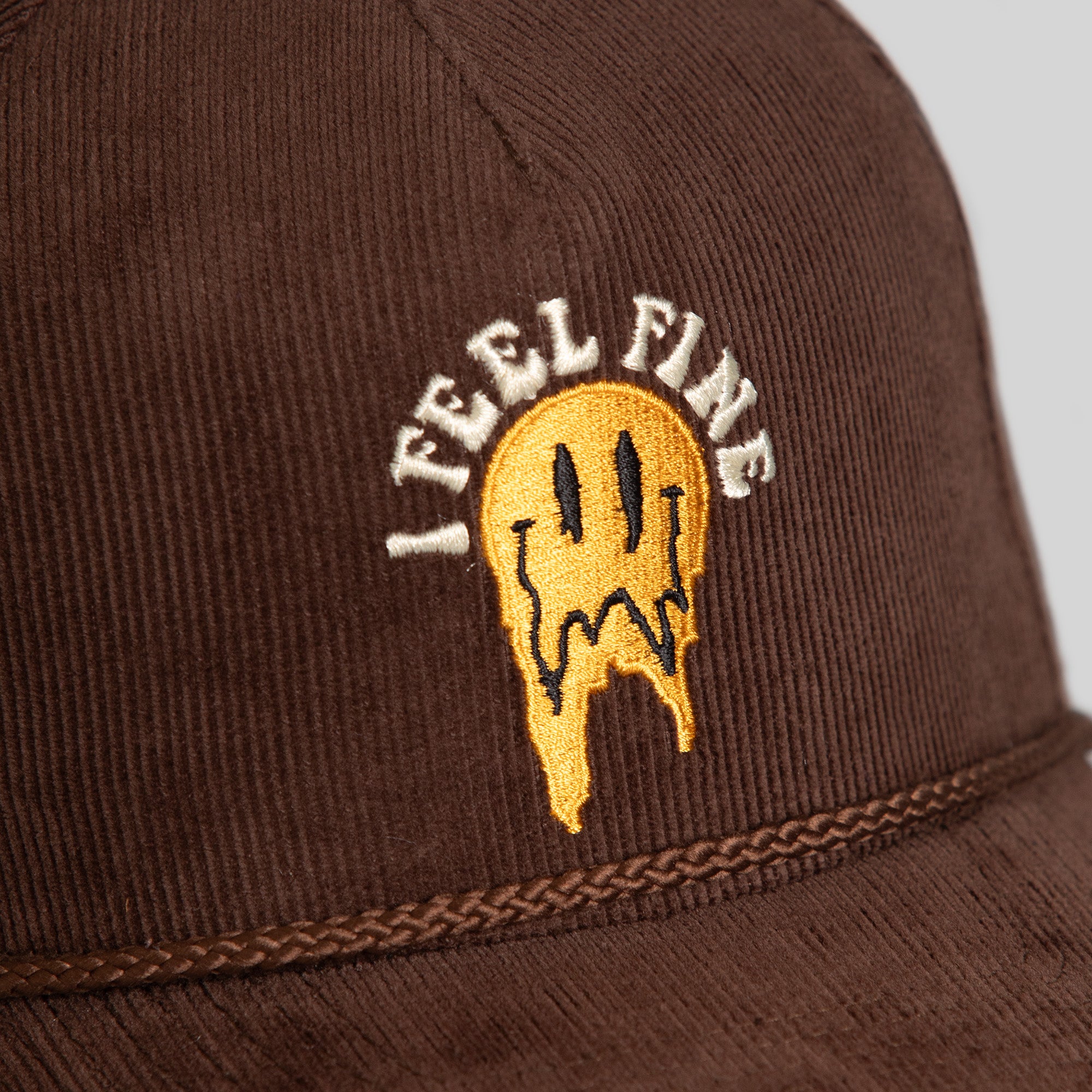 I FEEL FINE MOCHA CORDUROY TRUCKER HAT