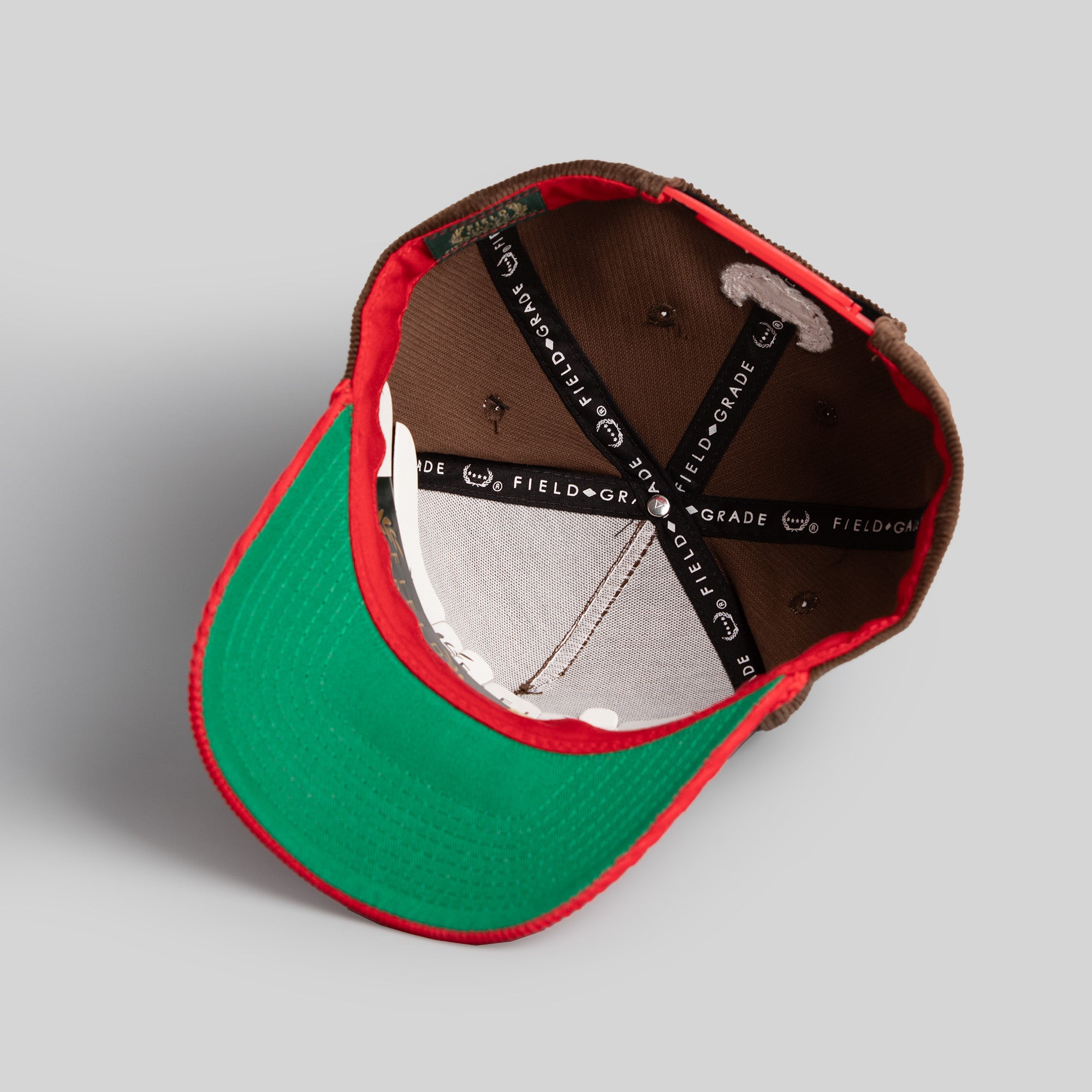 BEWARE OF DOG MOCHA/RED CORDUROY TRUCKER HAT