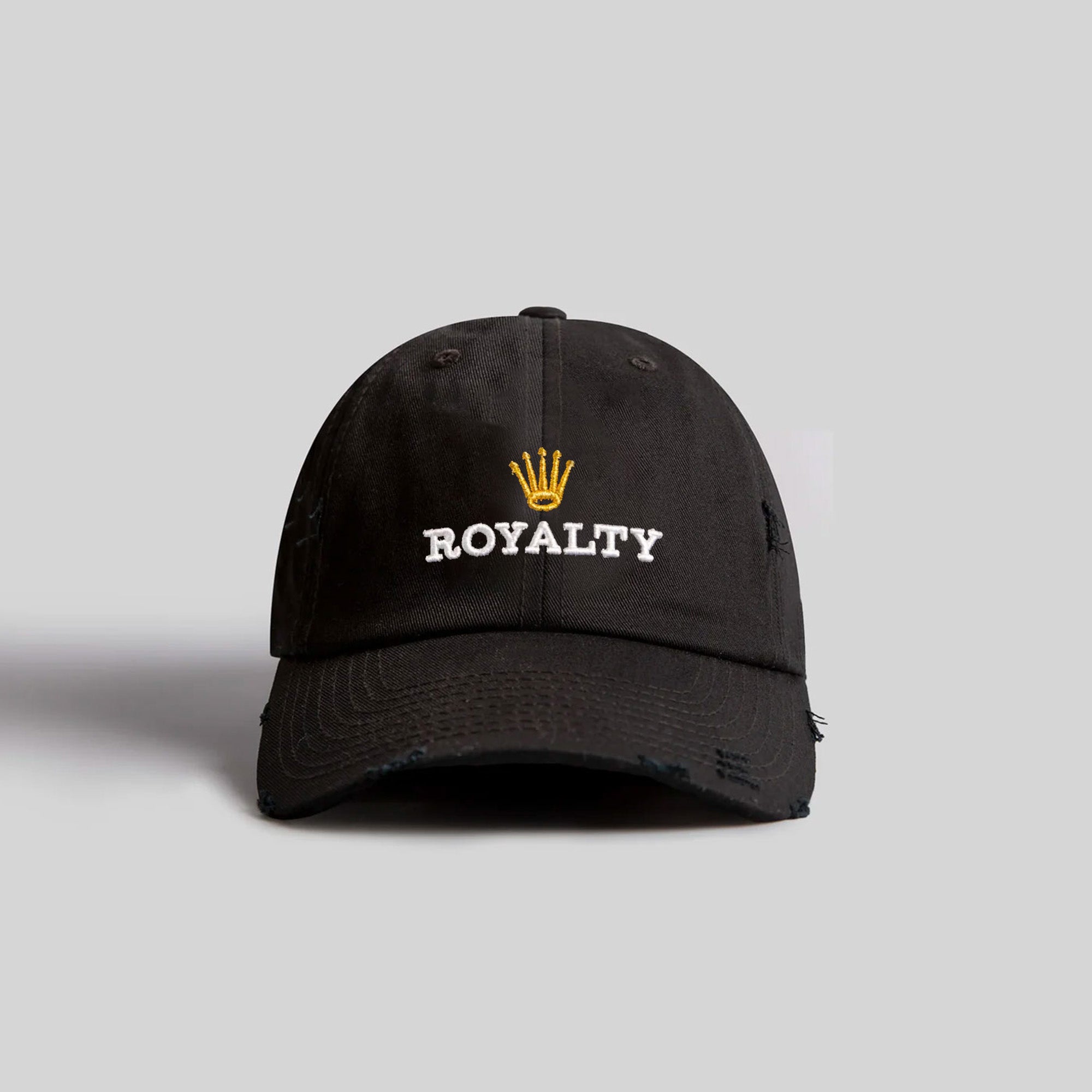 ROYALTY BLACK DISTRESSED RELAXED FIT HAT