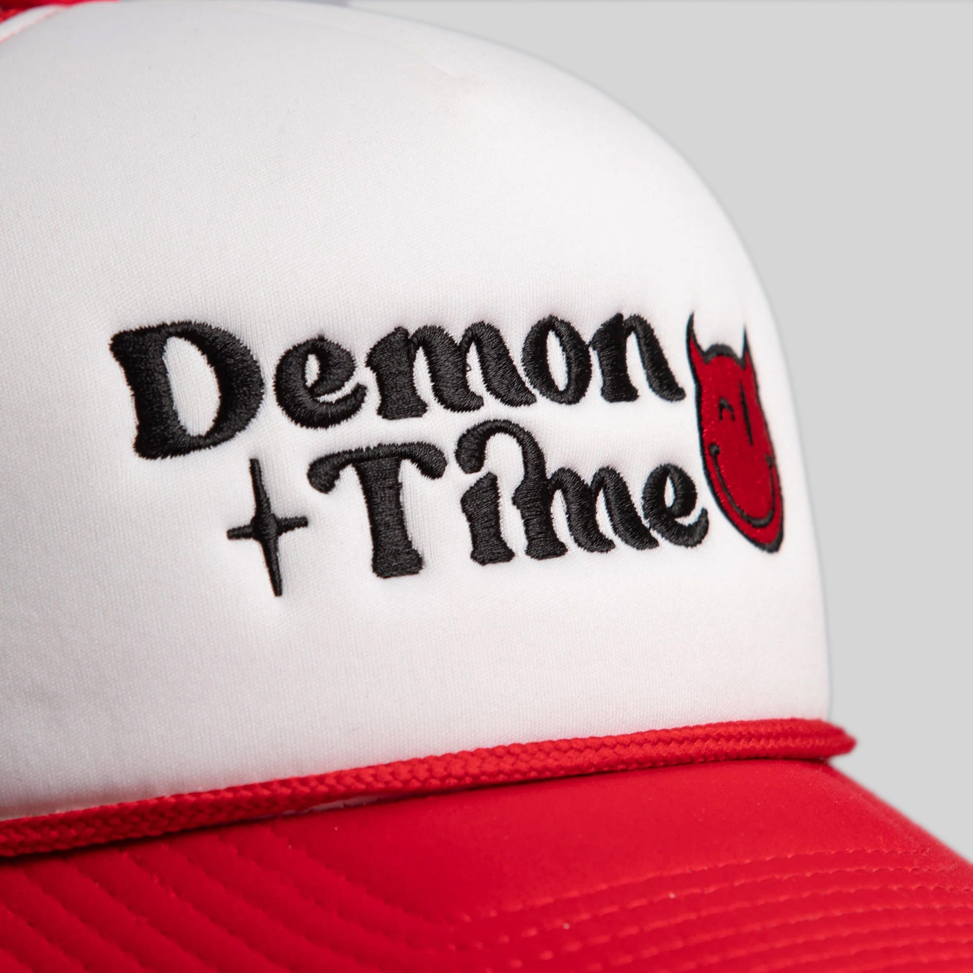 DEMON TIME WHITE FRONT TRUCKER HAT