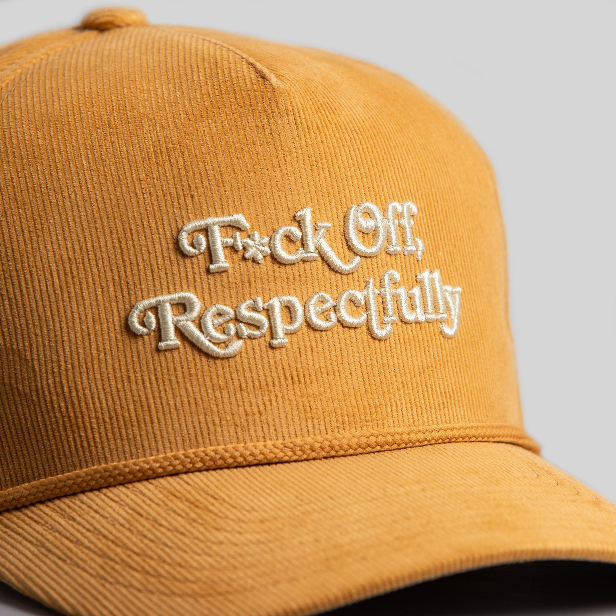 RESPECTFULLY WHEAT CORDUROY TRUCKER HAT