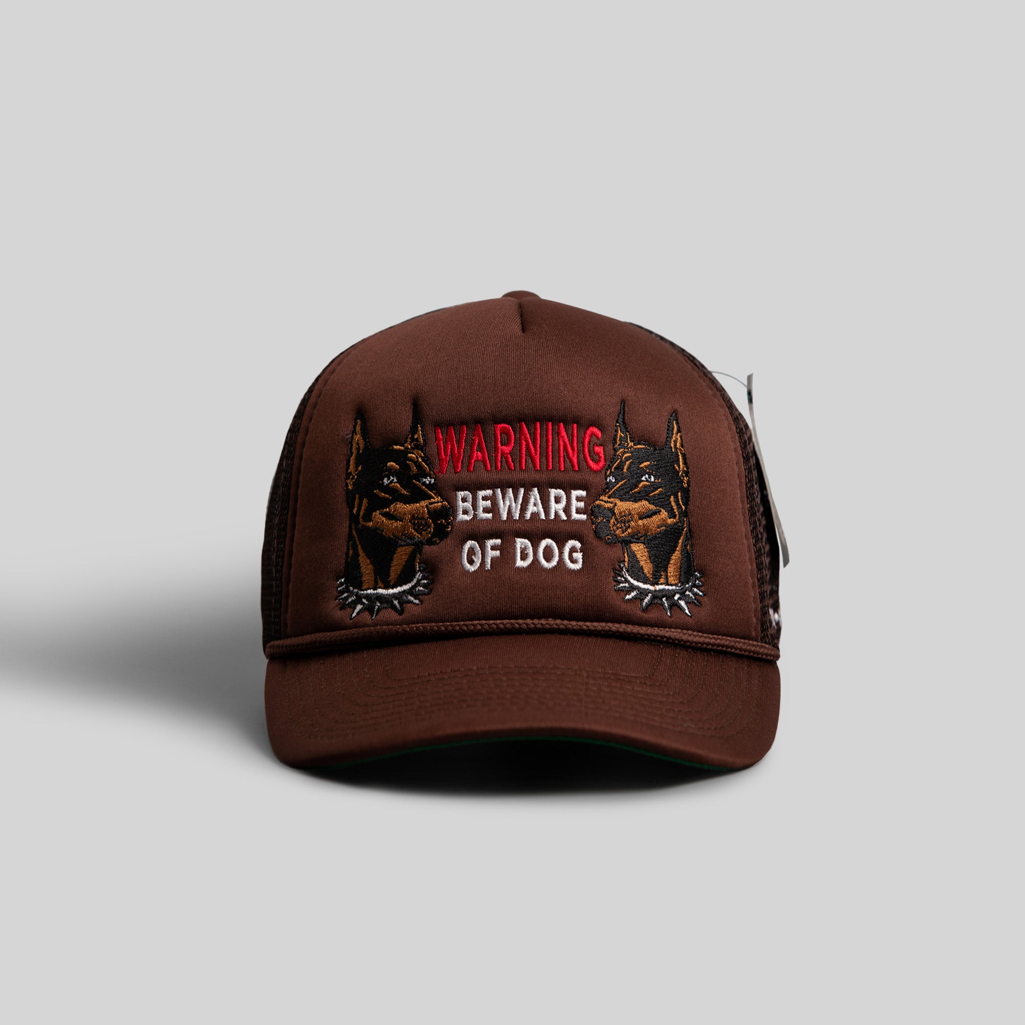 BEWARE OF DOG MOCHA TRUCKER HAT