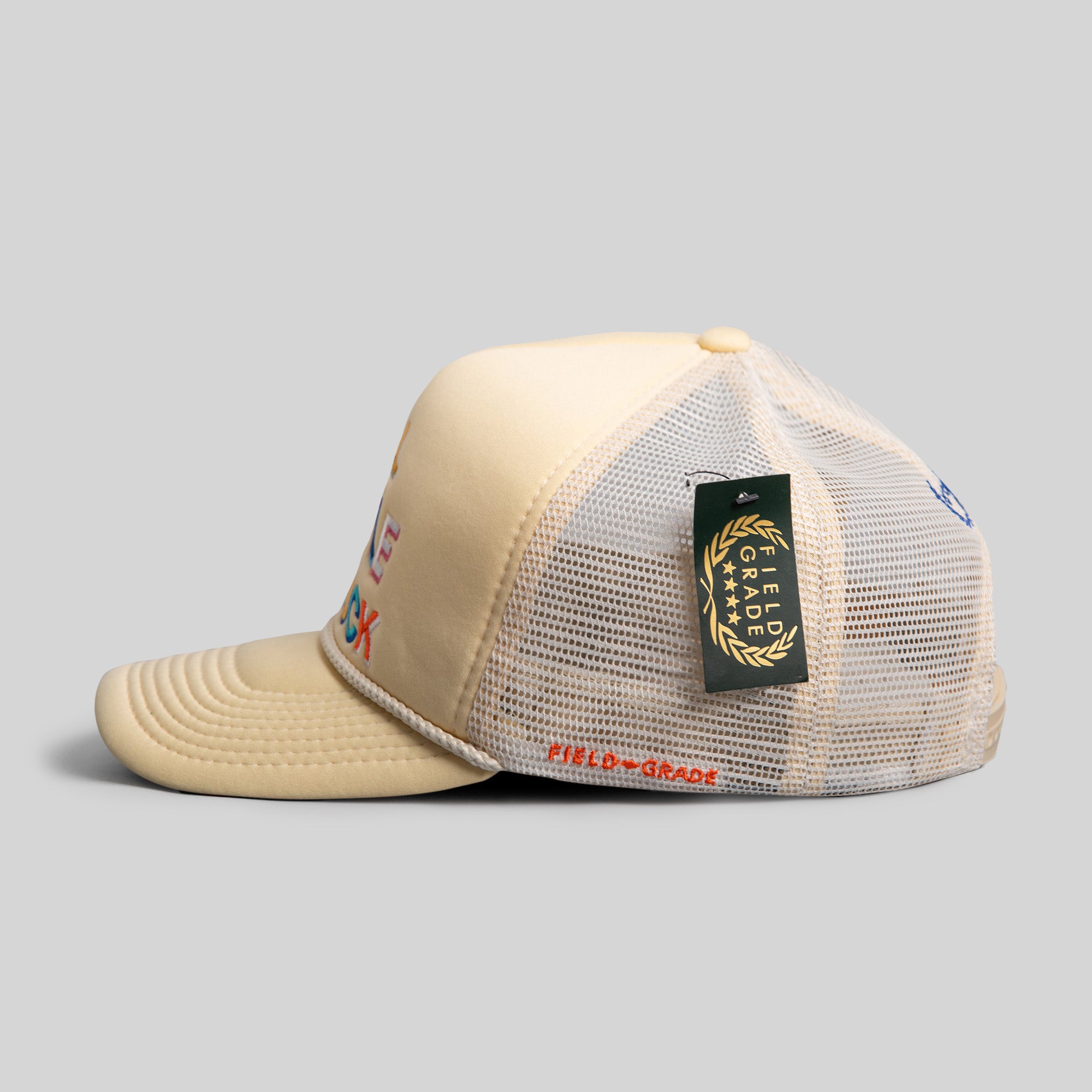 ALL HUSTLE NO LUCK SAND TRUCKER HAT