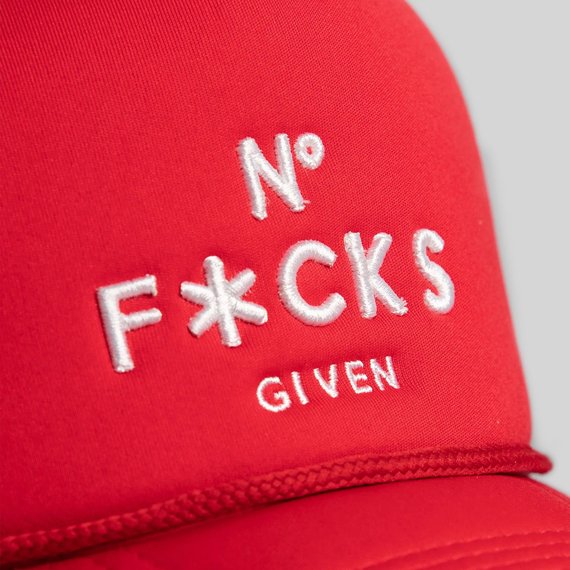 NO F*CKS GIVEN RED TRUCKER HAT
