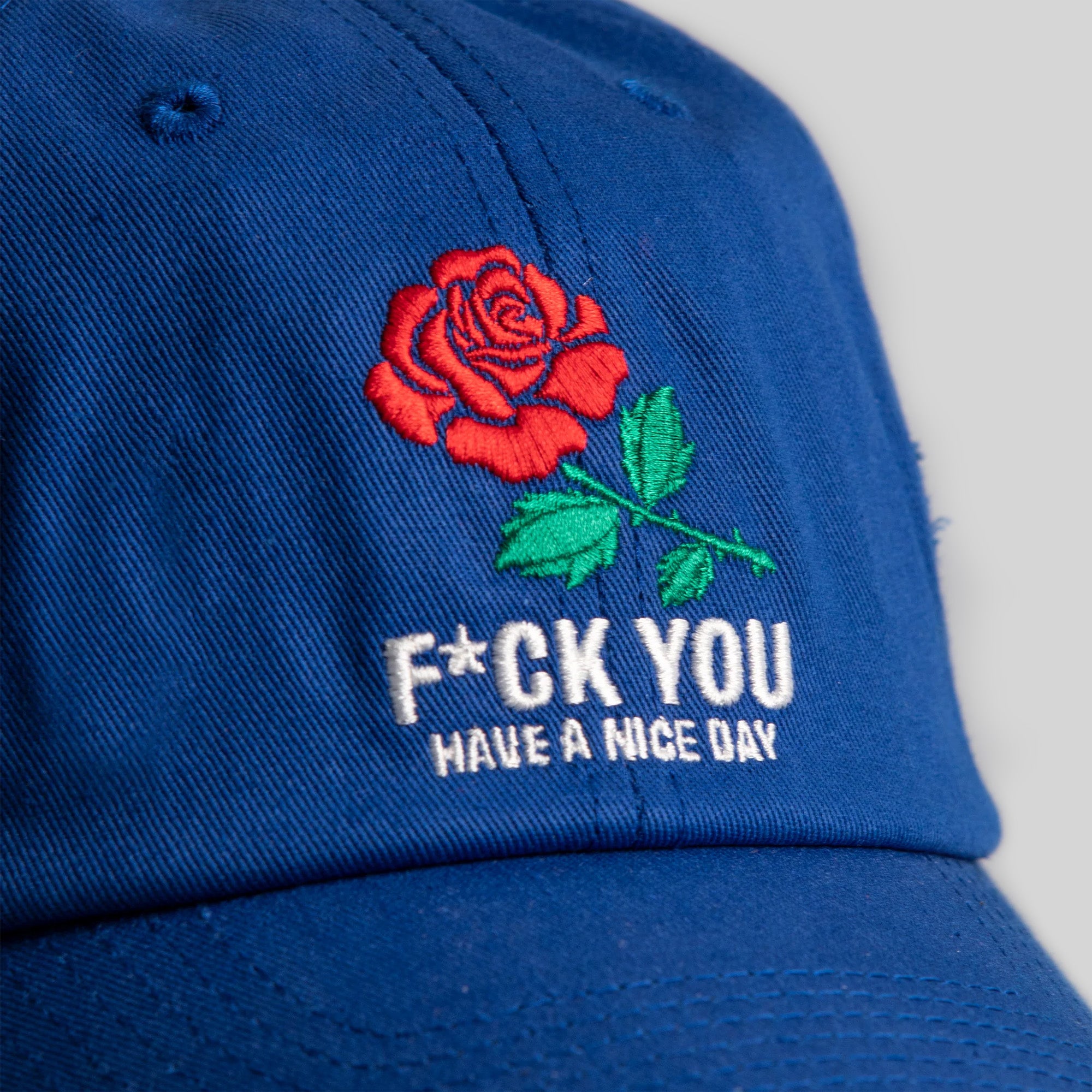 HAVE A NICE DAY ROYAL BLUE RELAXED FIT DISTRESSED HAT